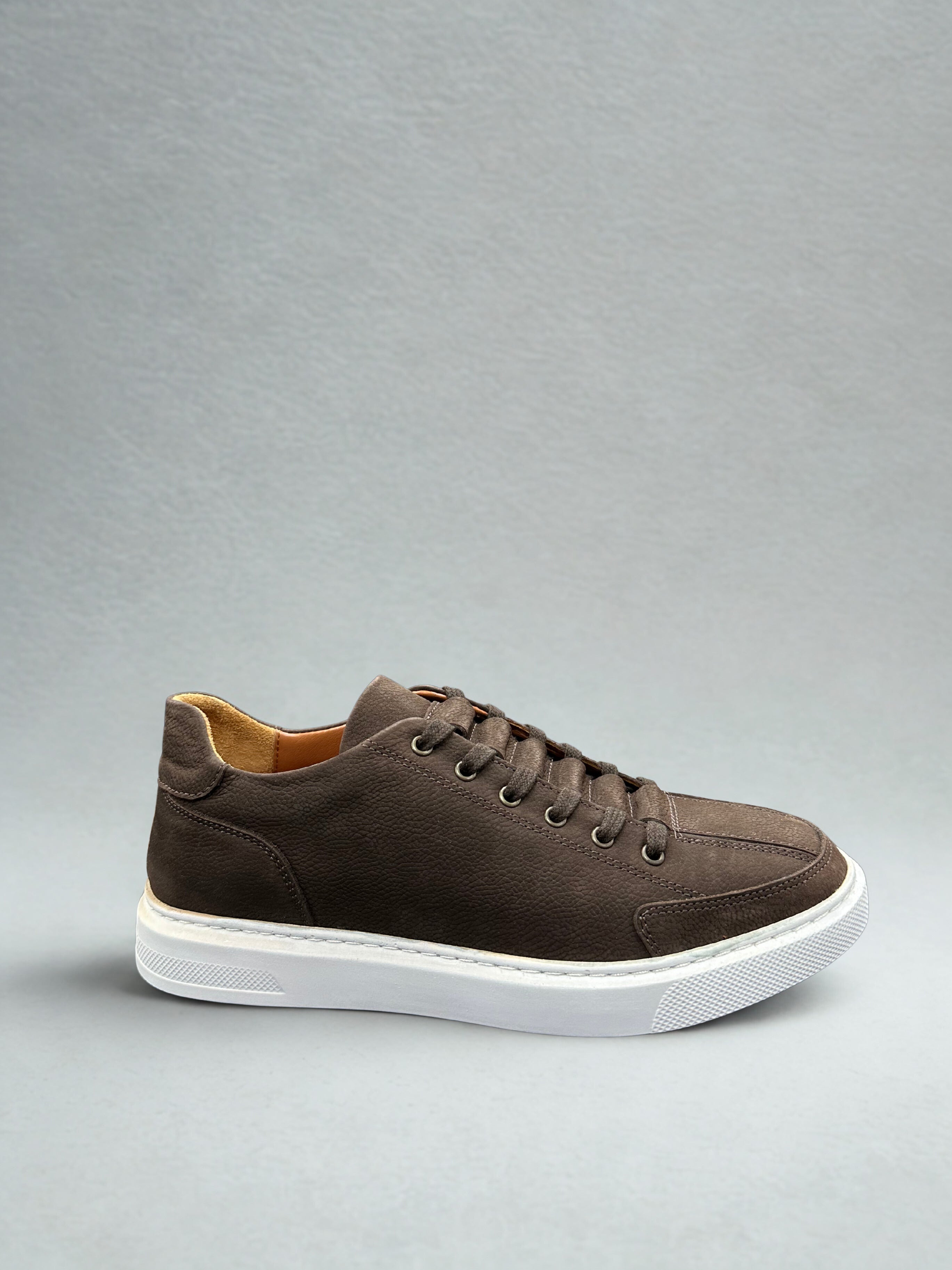 Lederen Sneaker Donkerbruin
