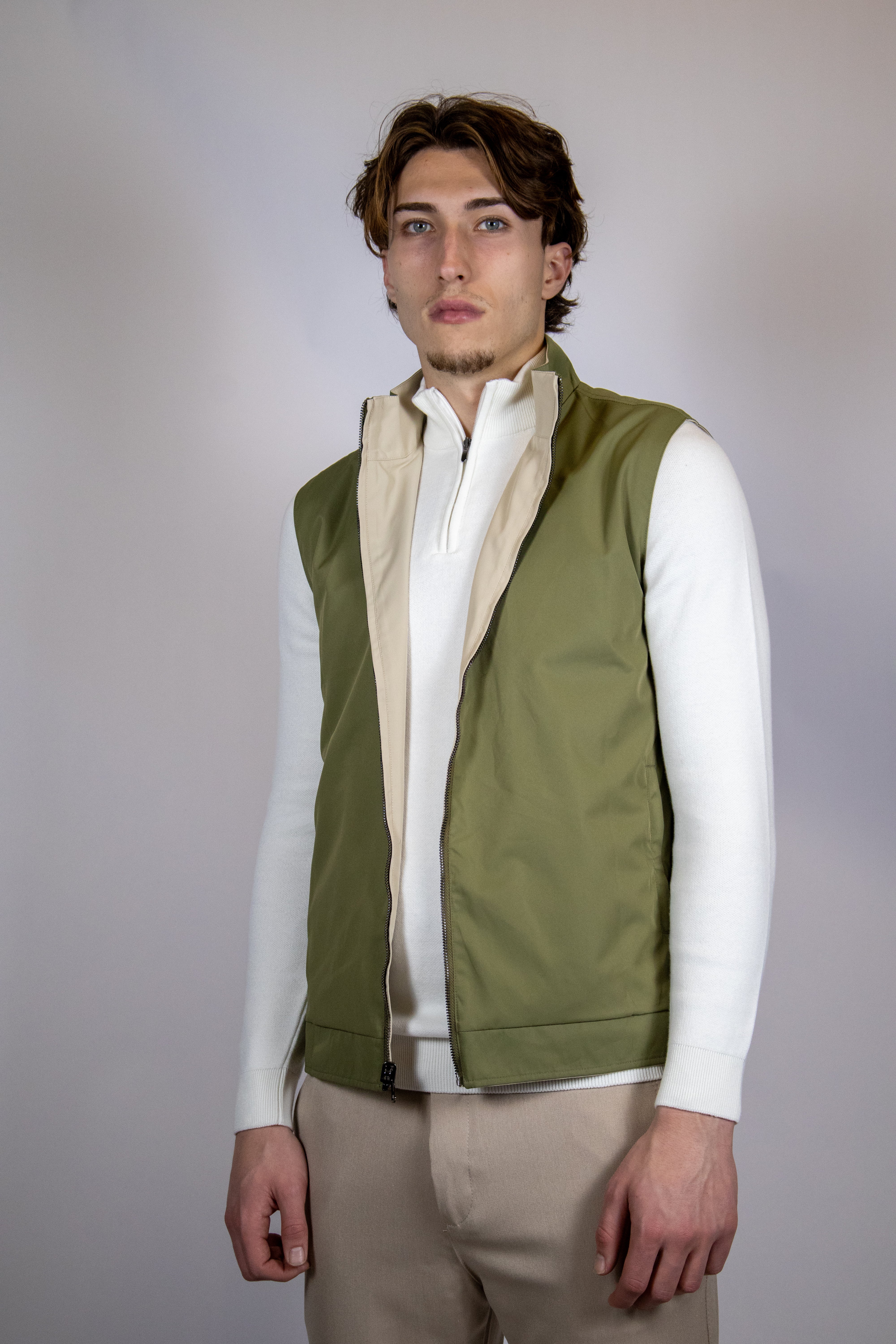 Dubbelzijdige Bodywarmers – Pastel Groen/Beige