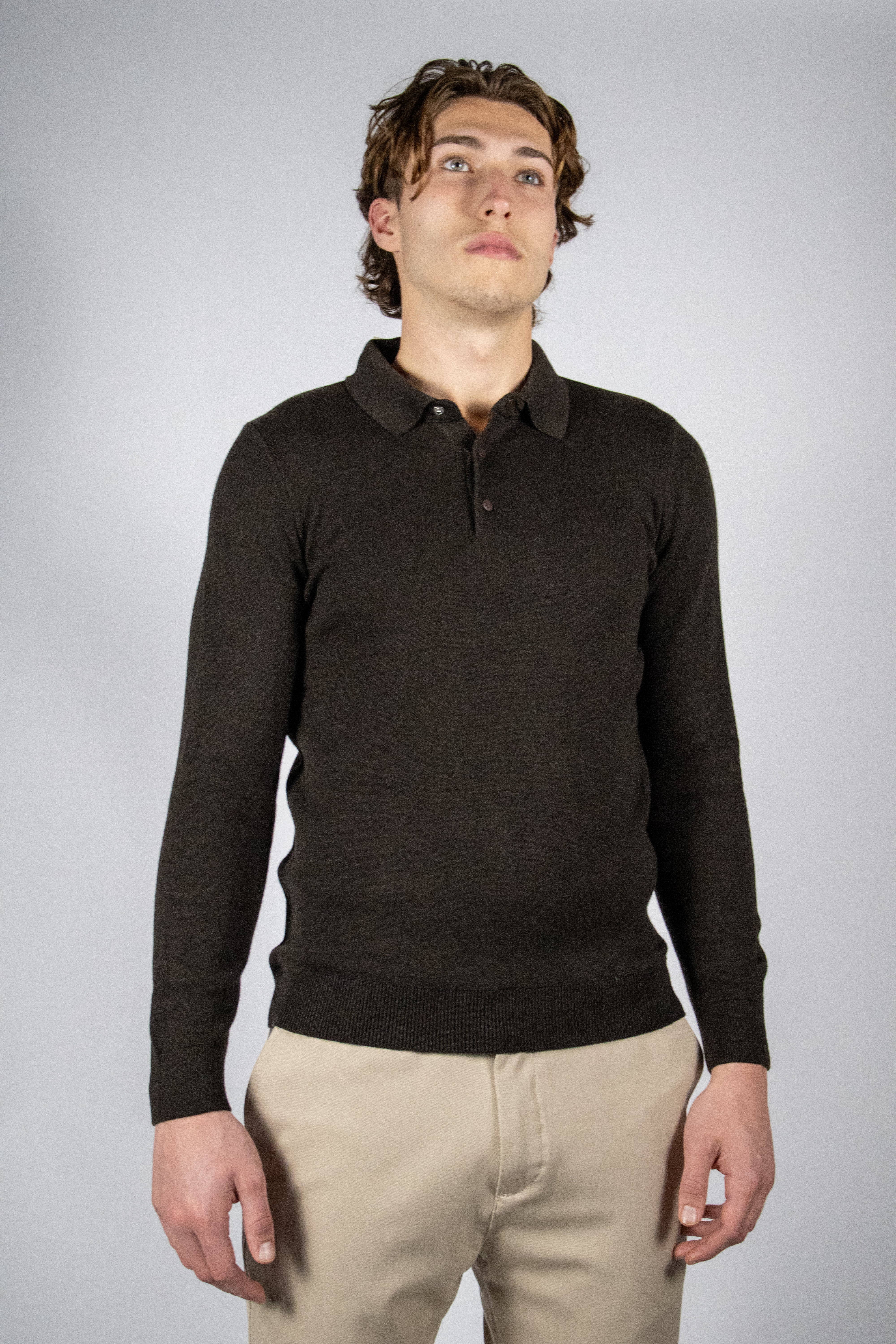 Heren Trui met Polo Kraag | Bruin