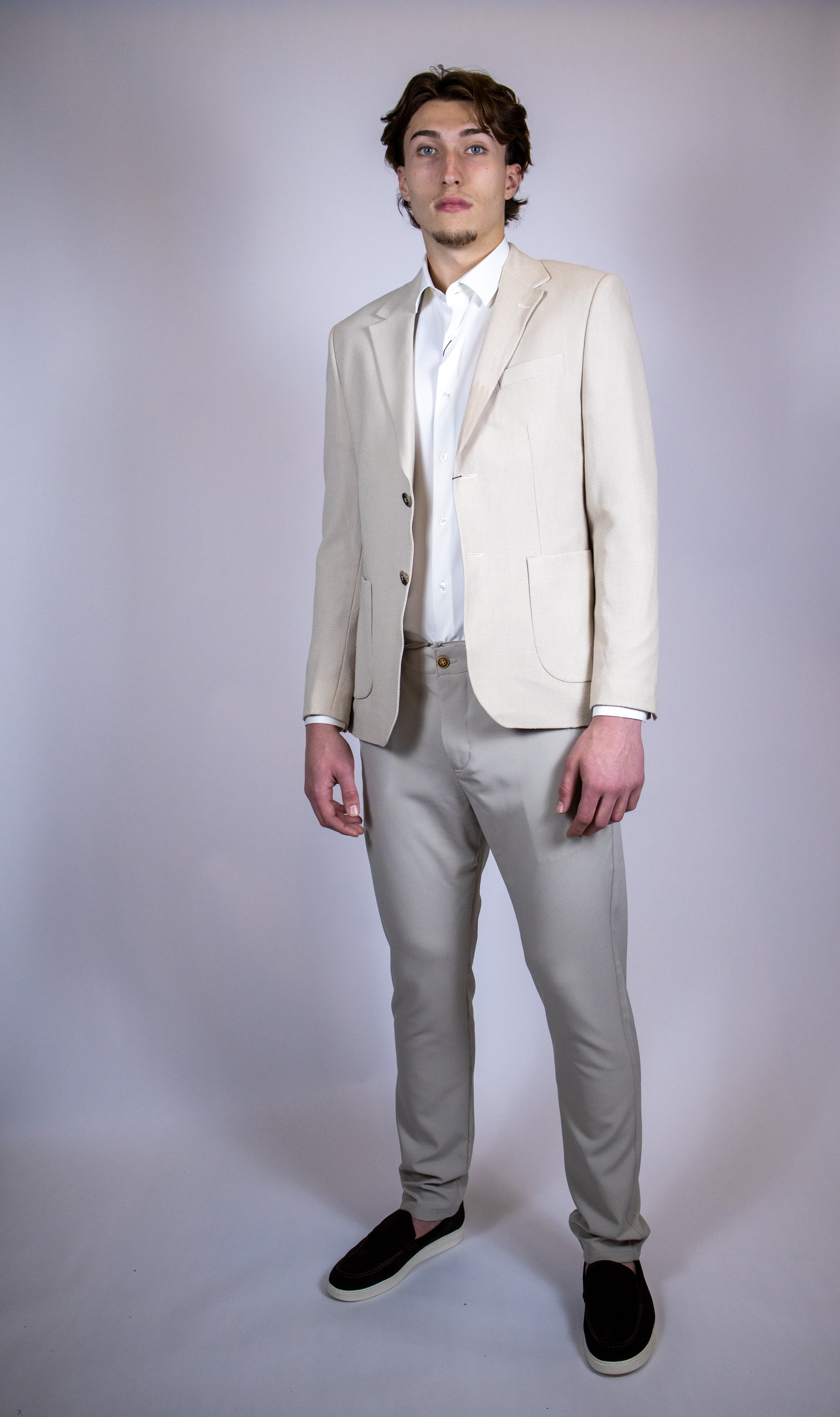 Modern Luxe Structuur Colbert | Beige