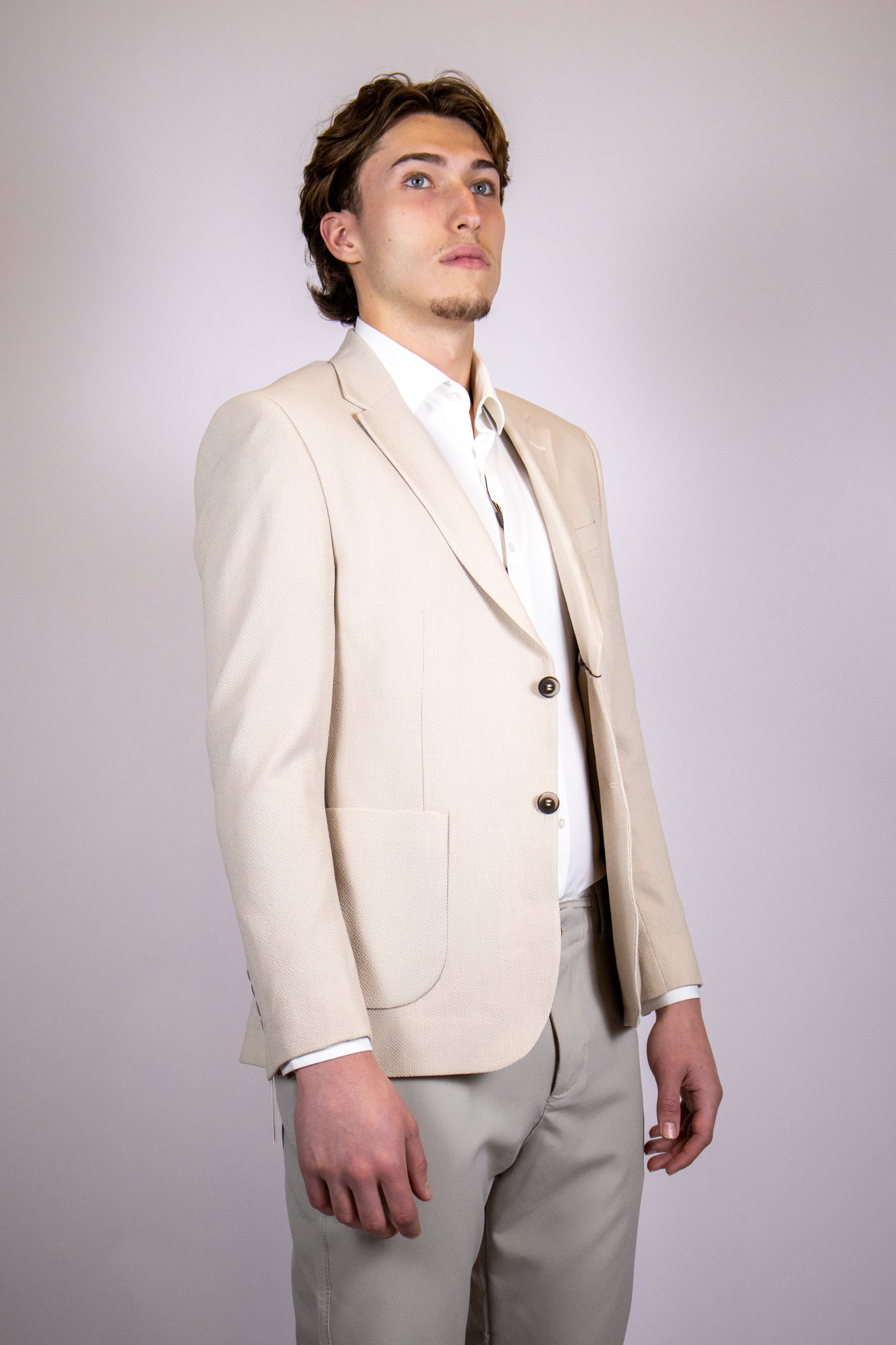 Modern Luxe Structuur Colbert | Beige