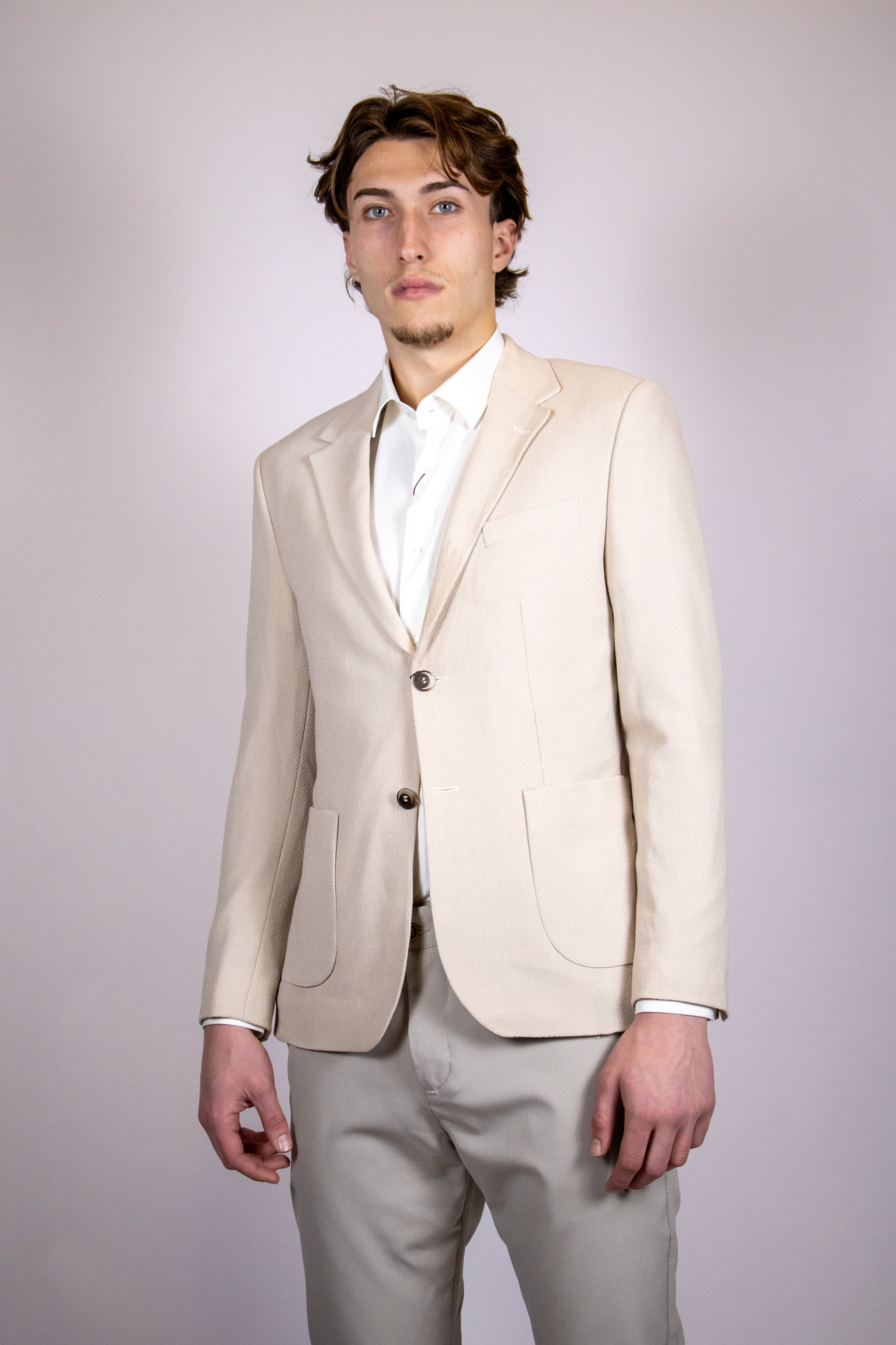 Modern Luxe Structuur Colbert | Beige