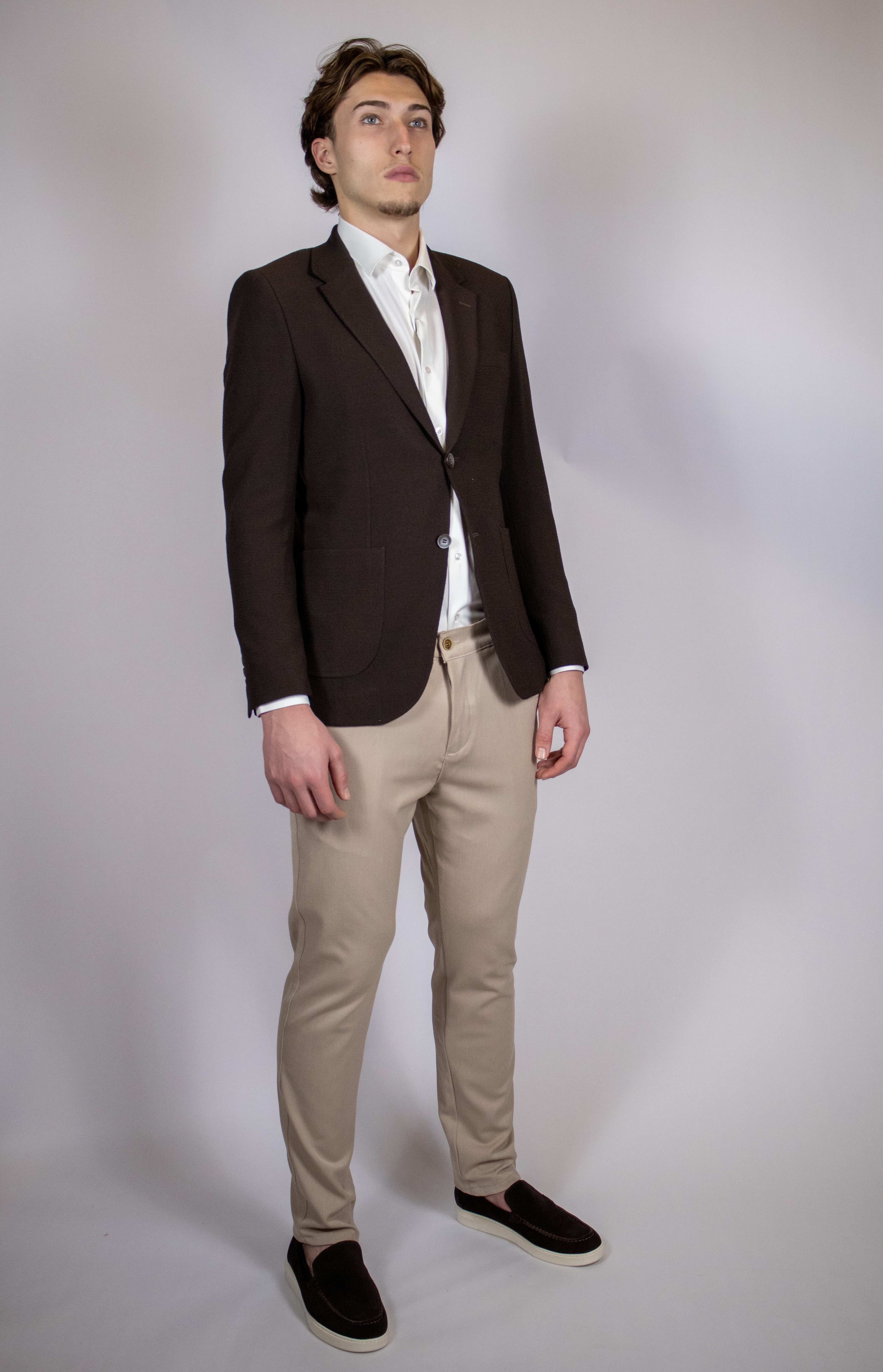 Modern Luxe Structuur Colbert | Bruin