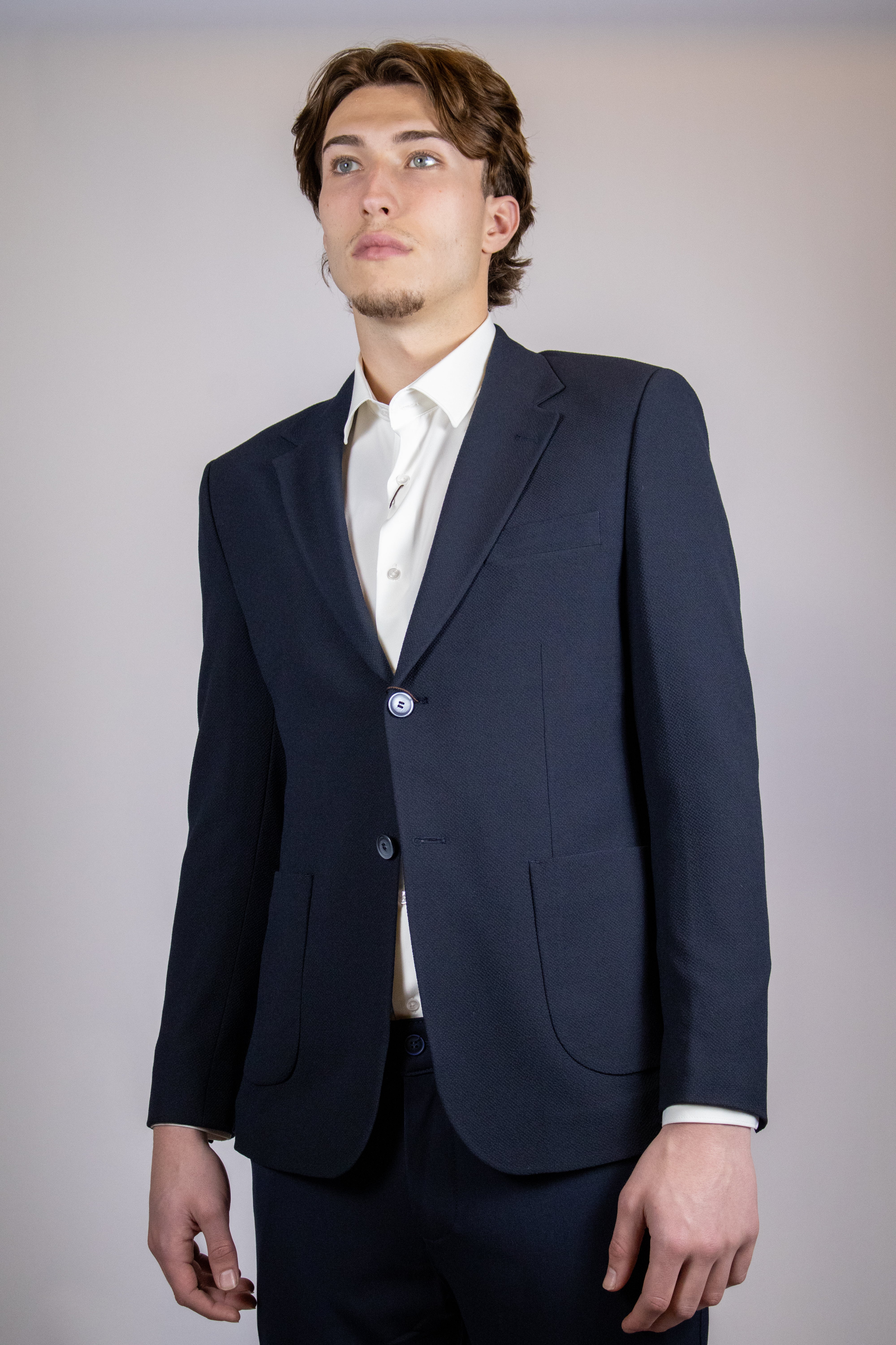 Modern Luxe Structuur Colbert | Navy