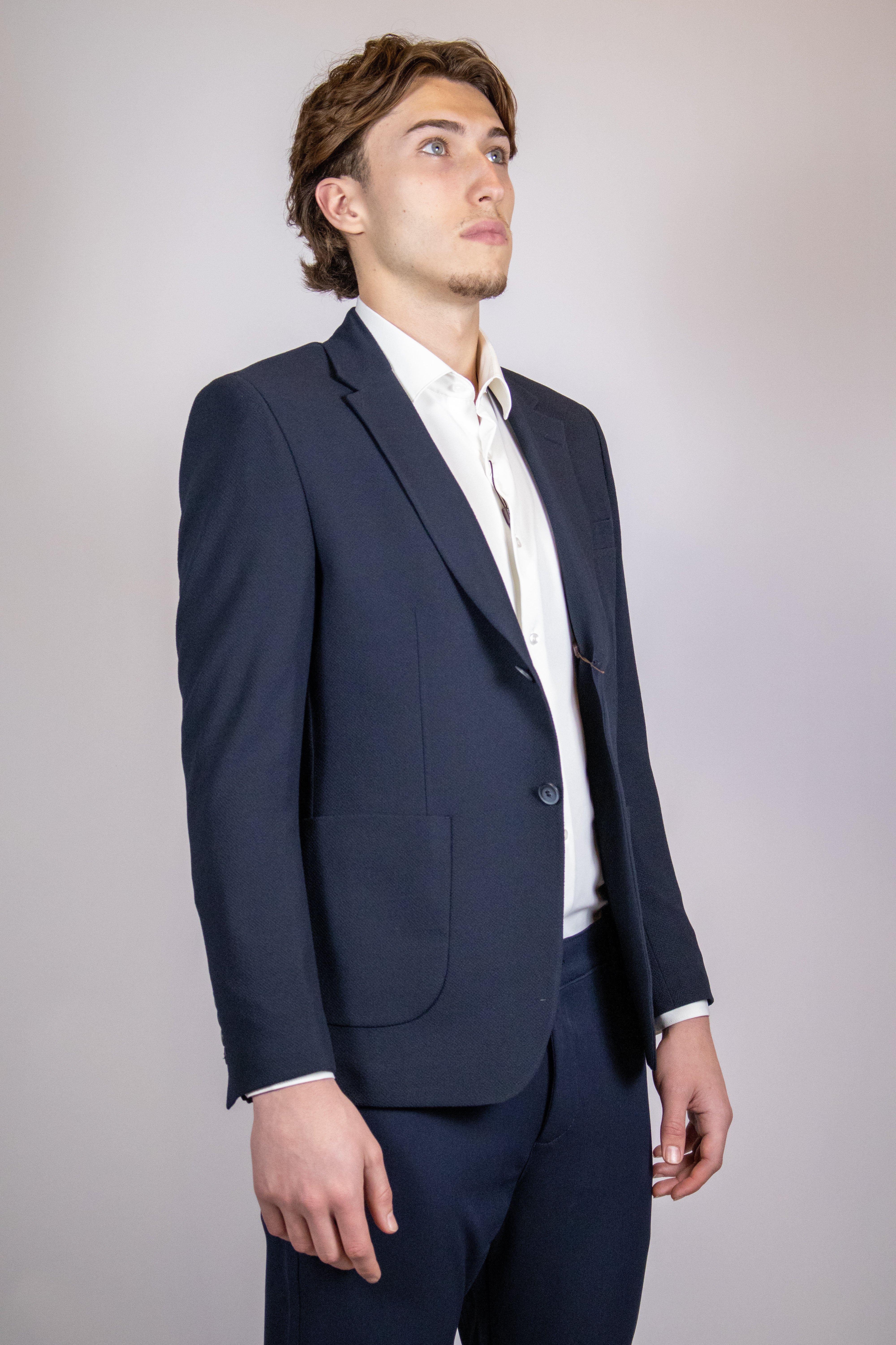 Modern Luxe Structuur Colbert | Navy