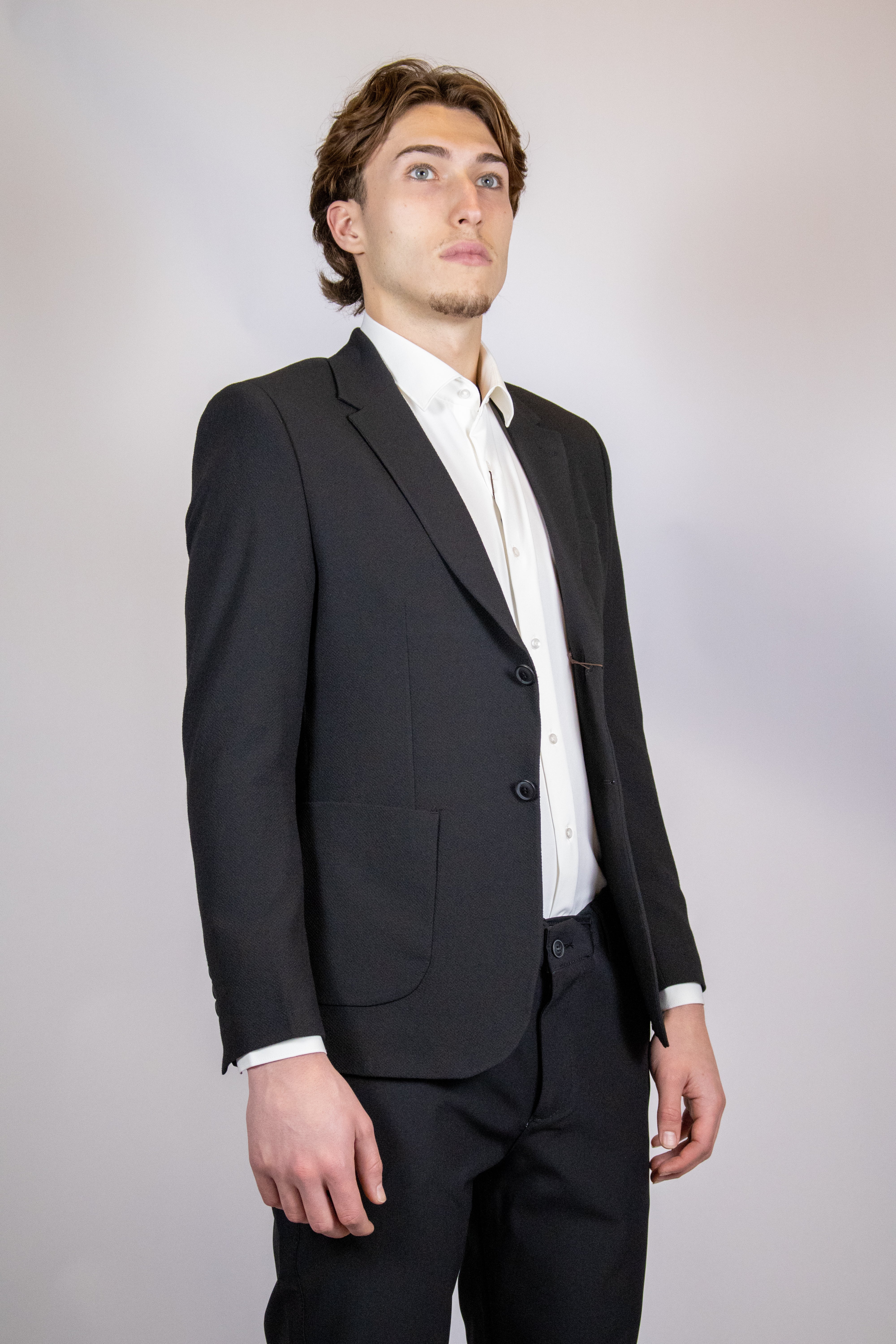 Modern Luxe Structuur Colbert | Zwart