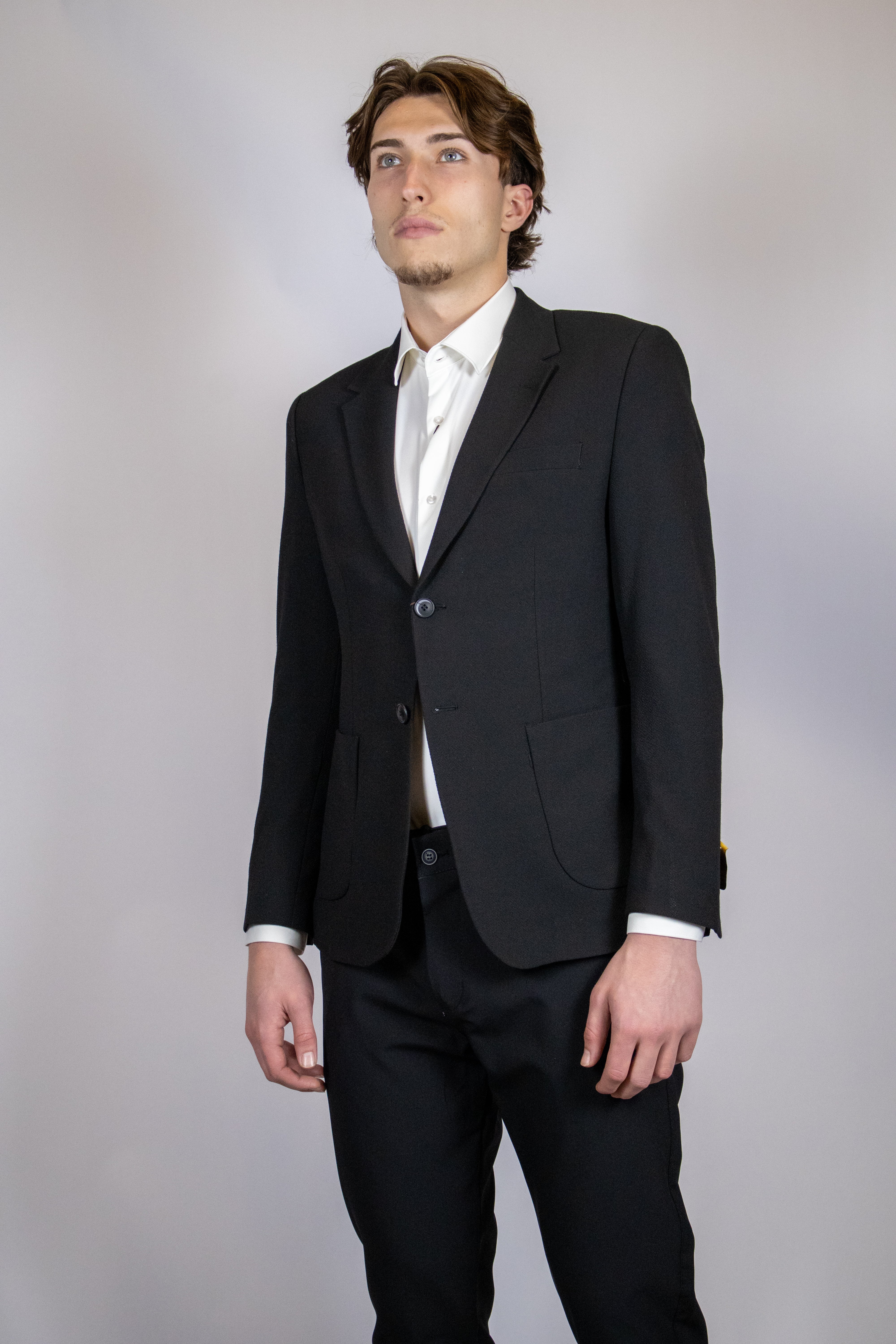 Modern Luxe Structuur Colbert | Zwart