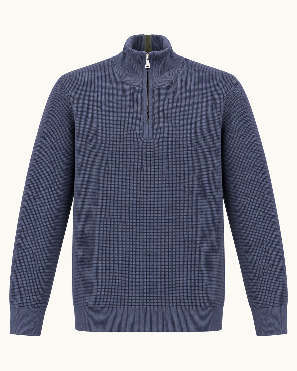 Quarter-Zip Trui Donkerblauw - Slim-Fit