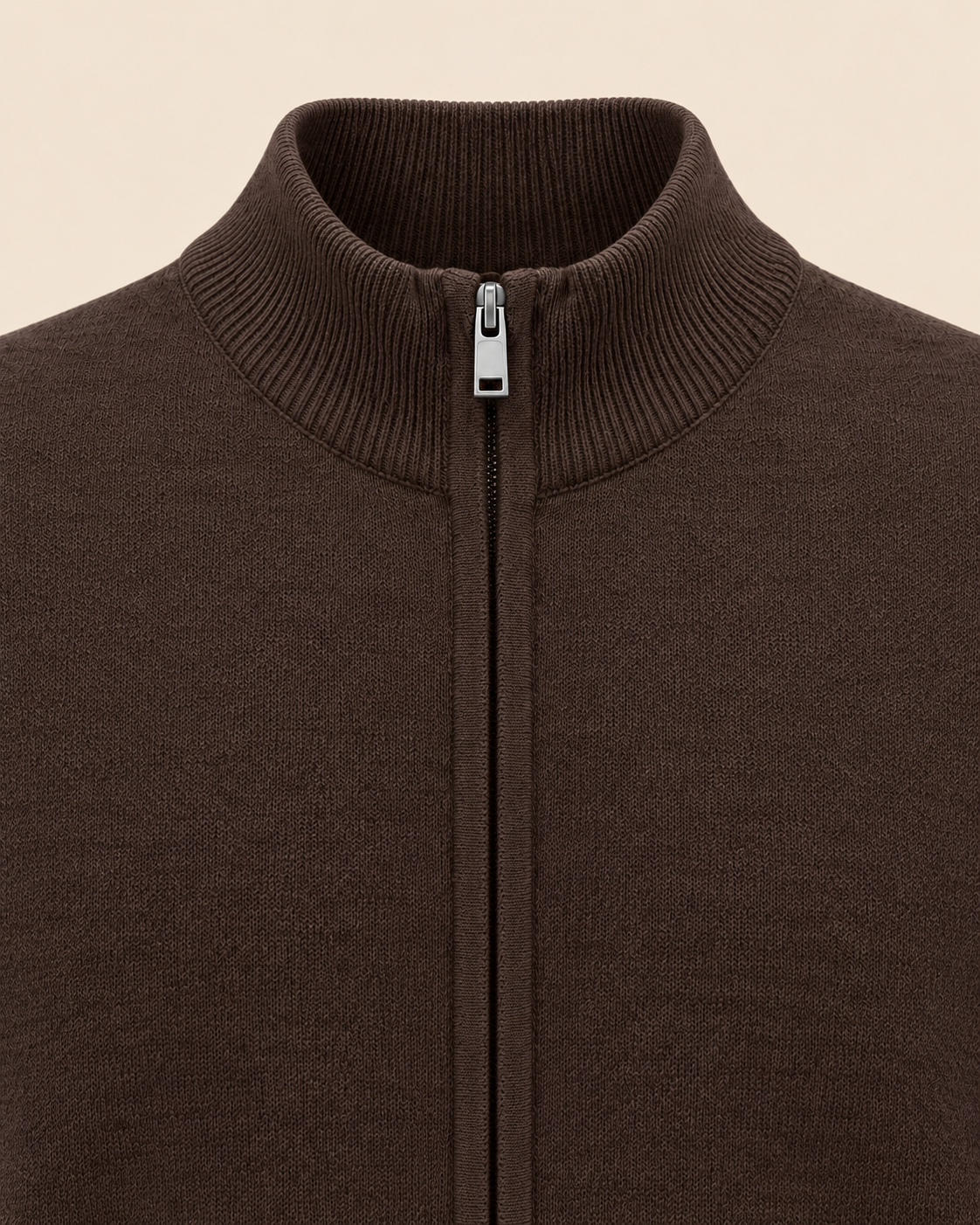 Zip-Up Cardigan - Taupe