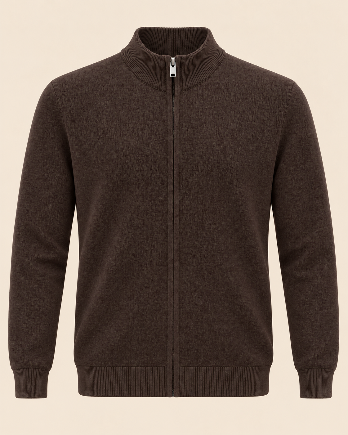 Zip-Up Cardigan - Taupe