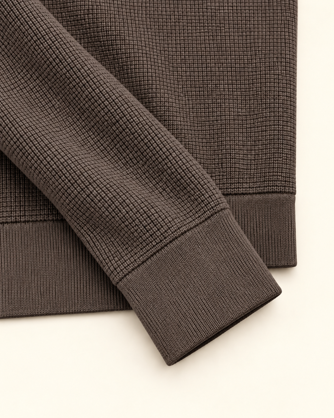 Quarter-Zip Trui Donkerbruin - Slim-Fit