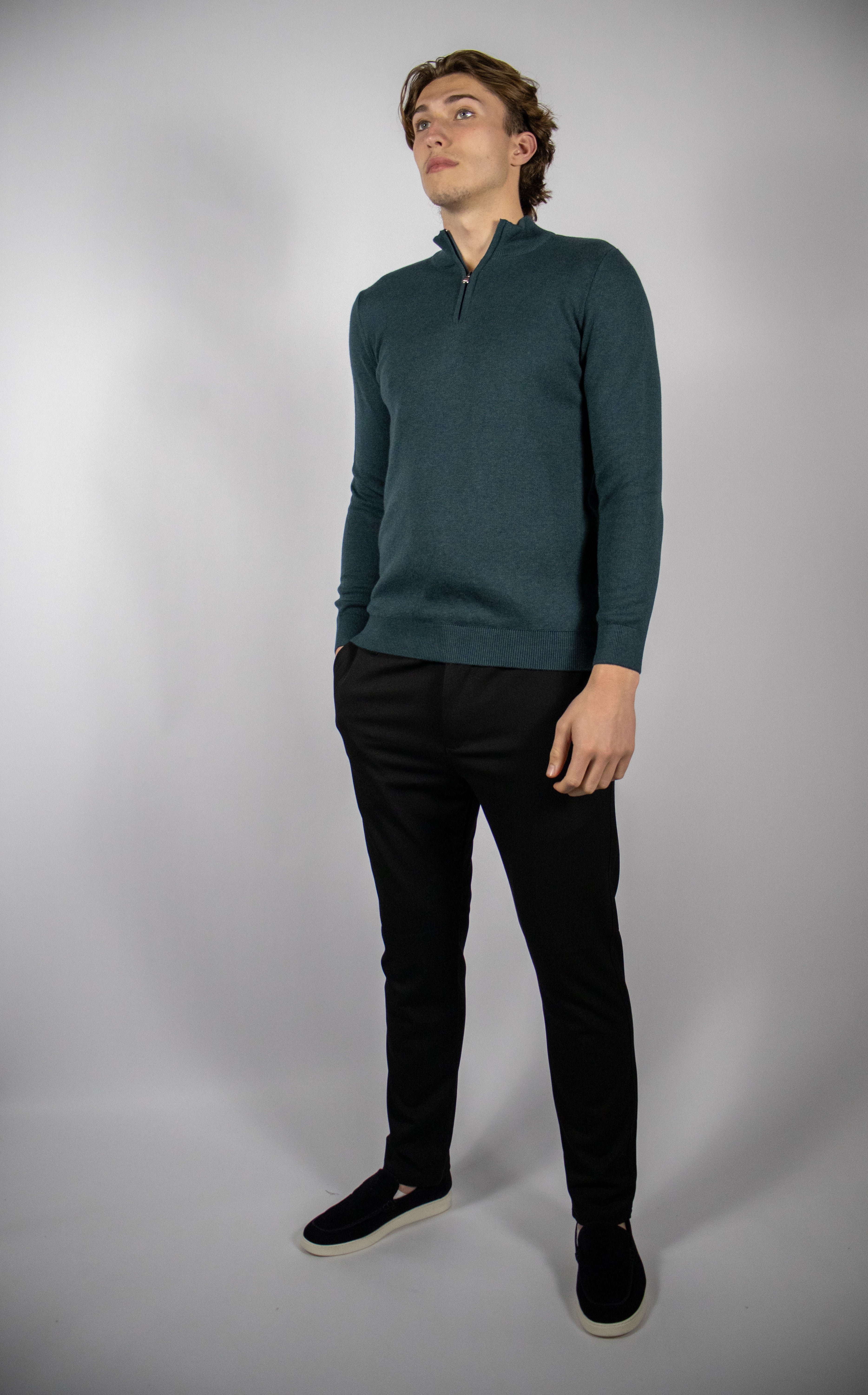 Heren Trui met Half-zip Kraag | Turquoise
