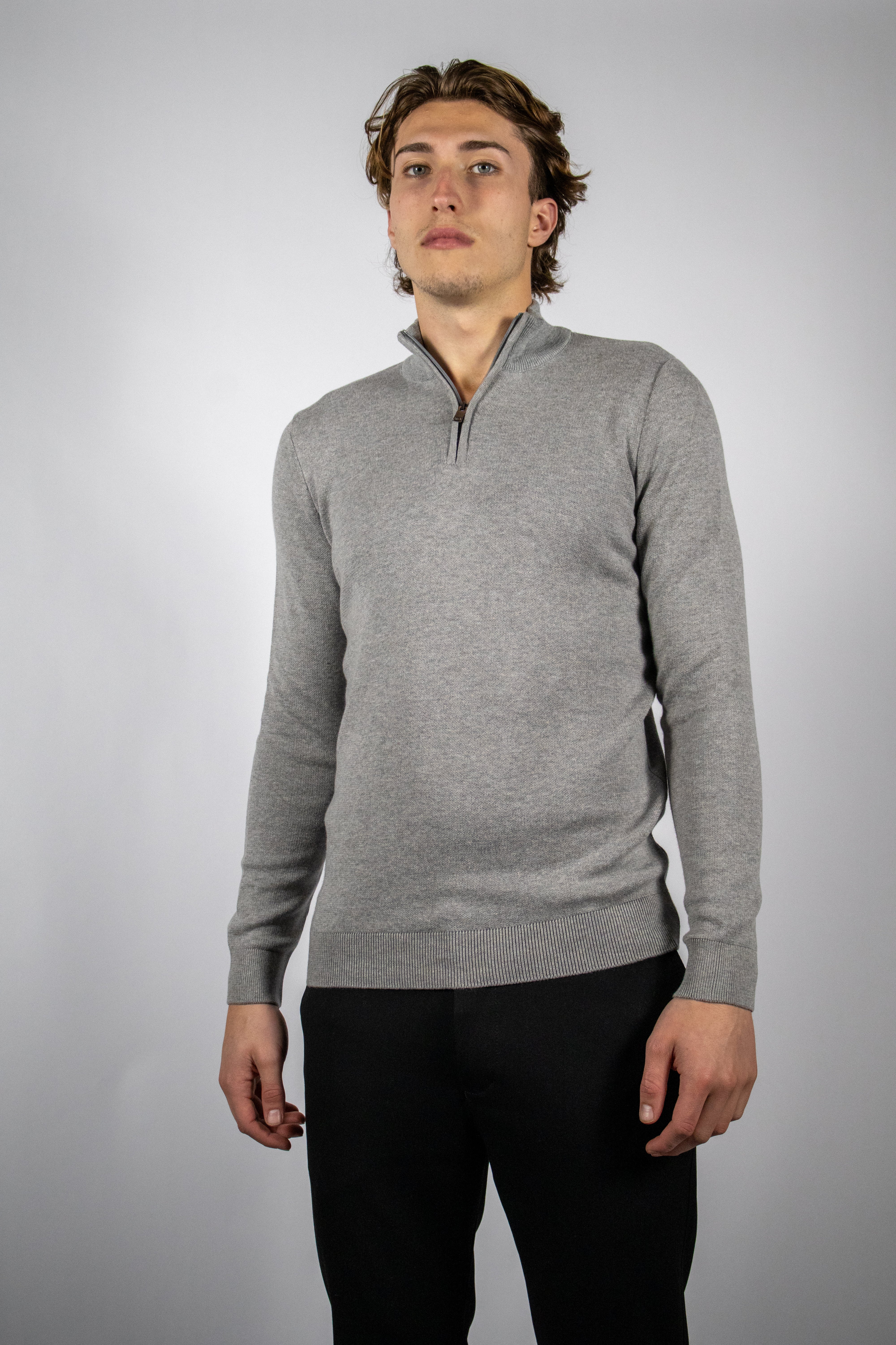 Heren Trui met Half-zip Kraag | Grijs