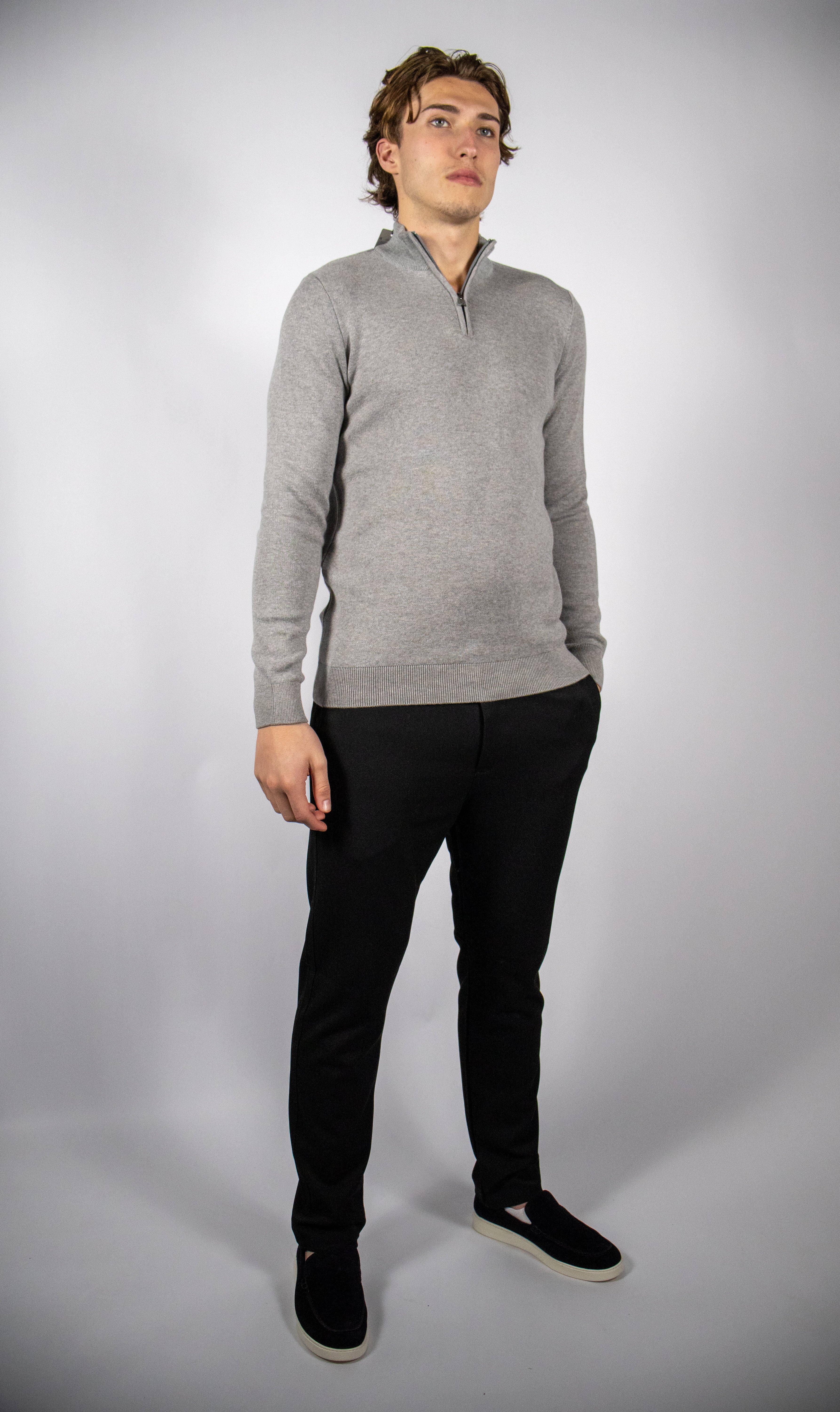 Heren Trui met Half-zip Kraag | Grijs