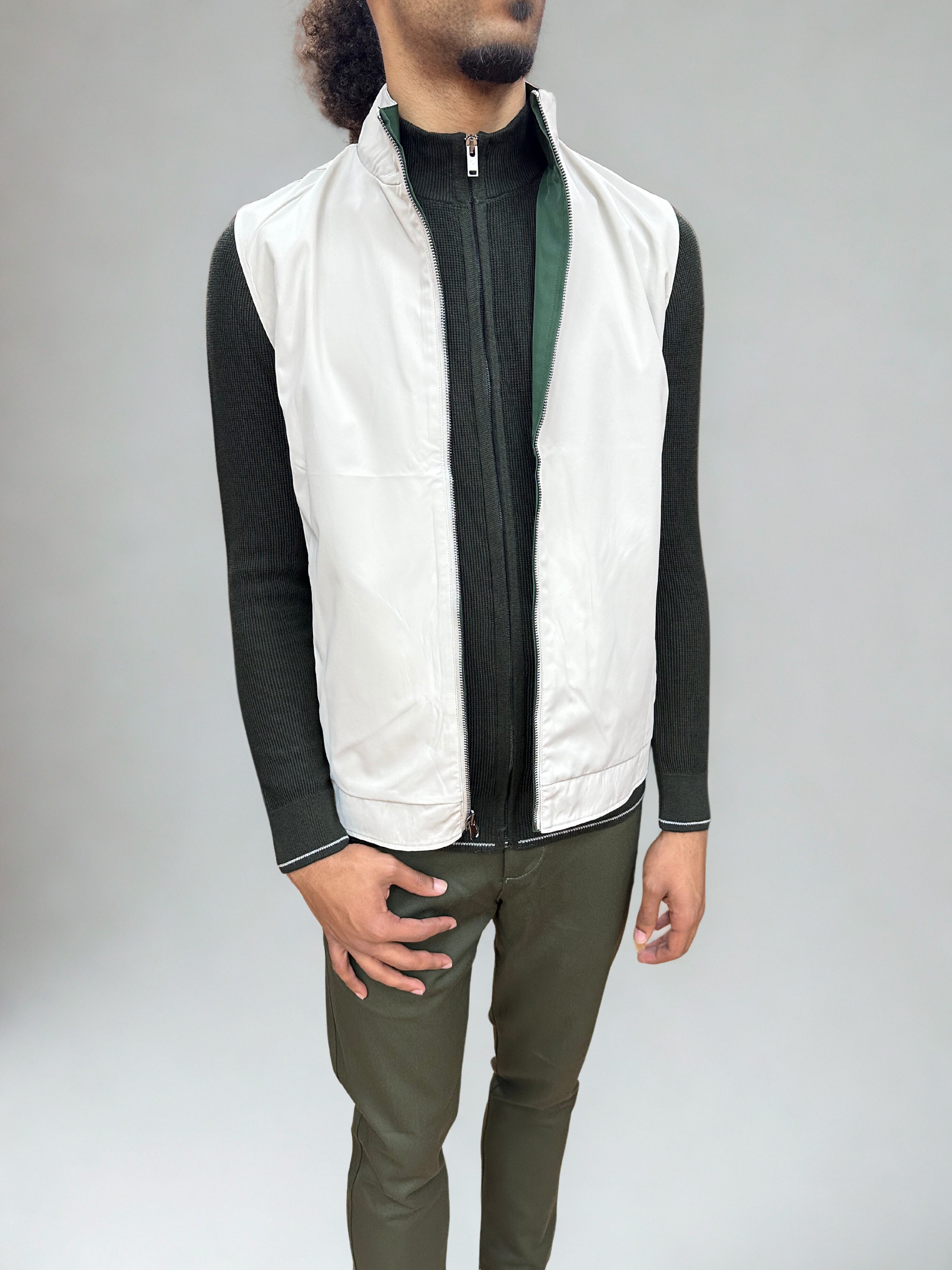 Dubbelzijdige Bodywarmers – Groen/Beige