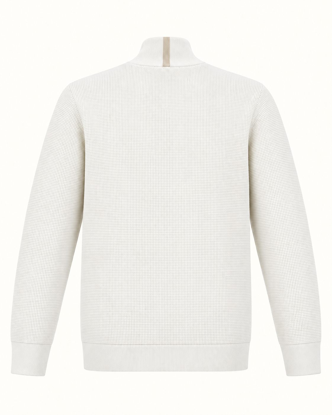 Quarter-Zip Trui Off White - Slim-Fit