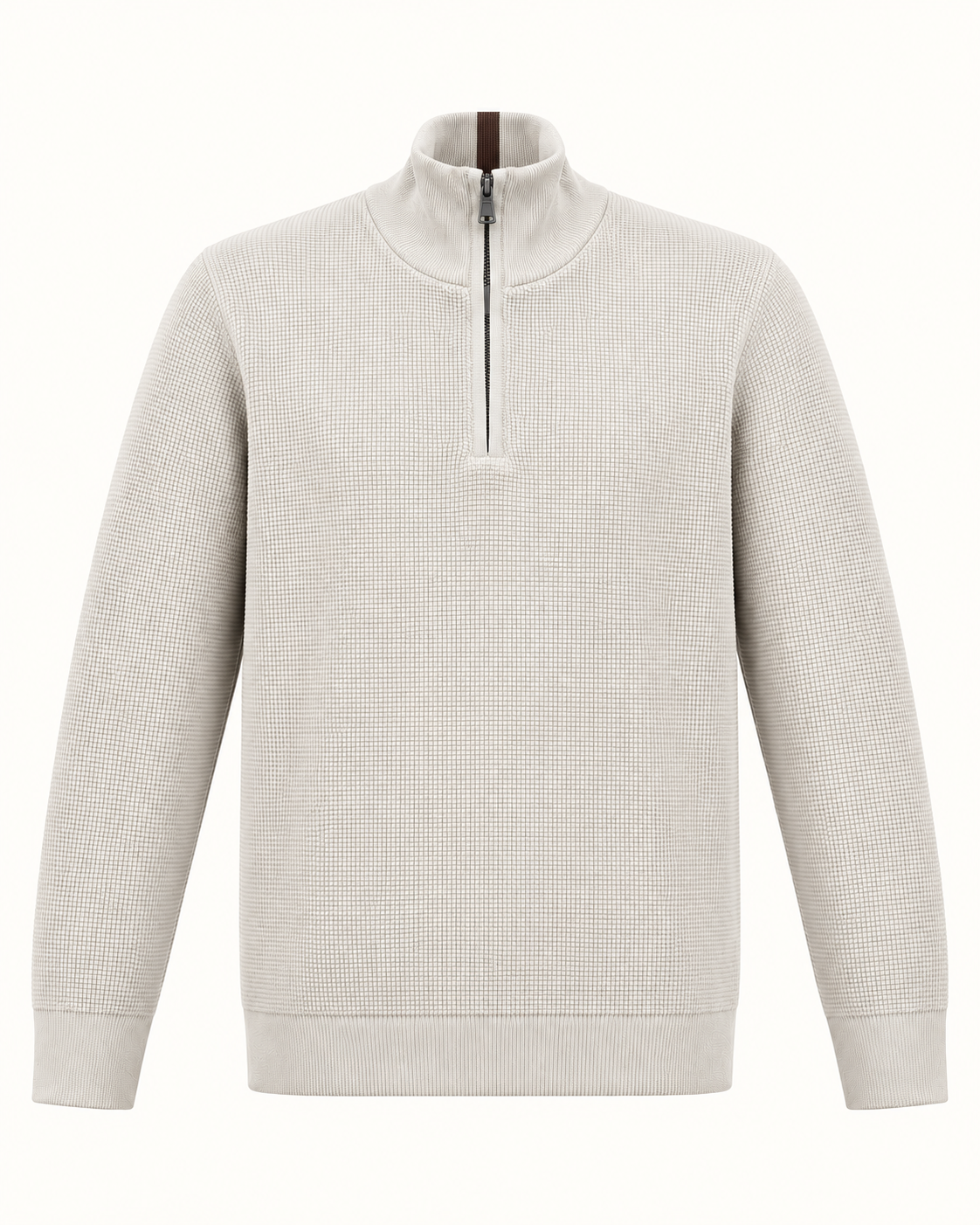 Quarter-Zip Trui Beige - Slim-Fit