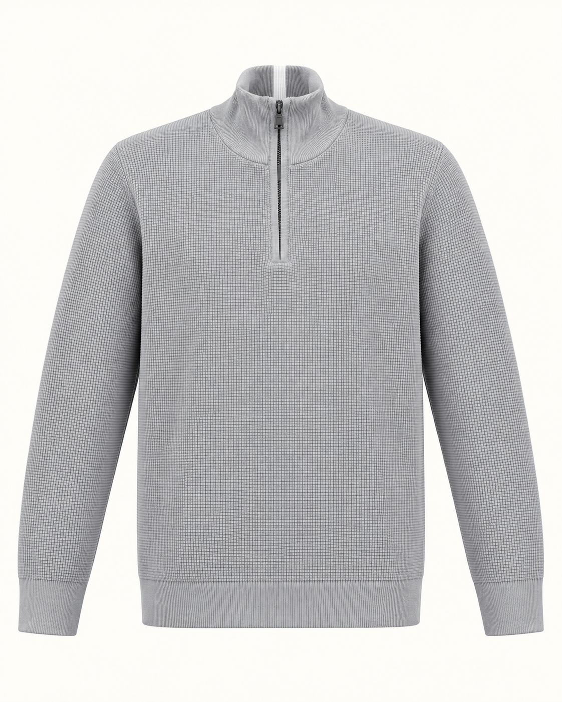Quarter-Zip Trui Grijs - Slim-Fit