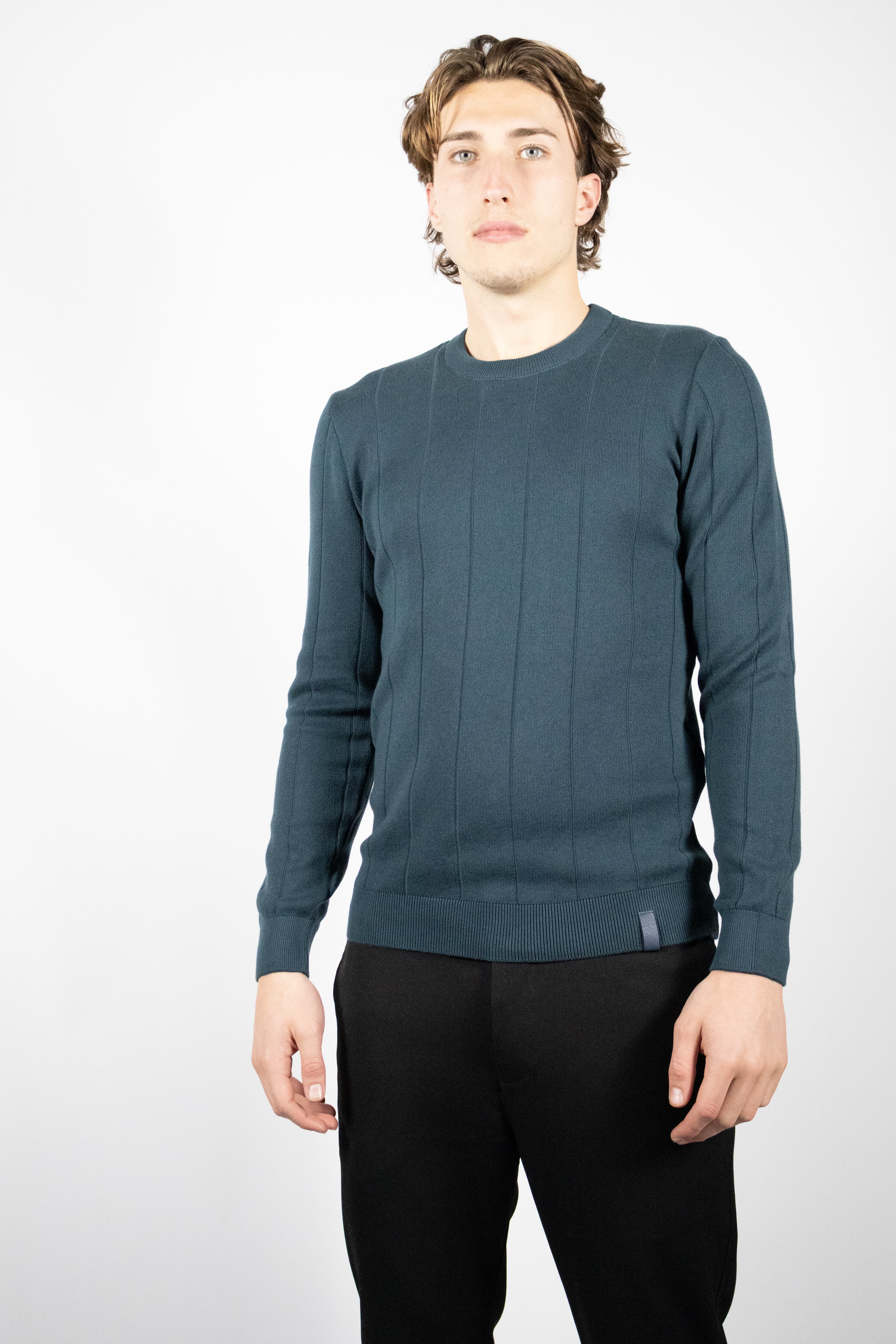 Heren Trui Gestreept Classic | Turquoise