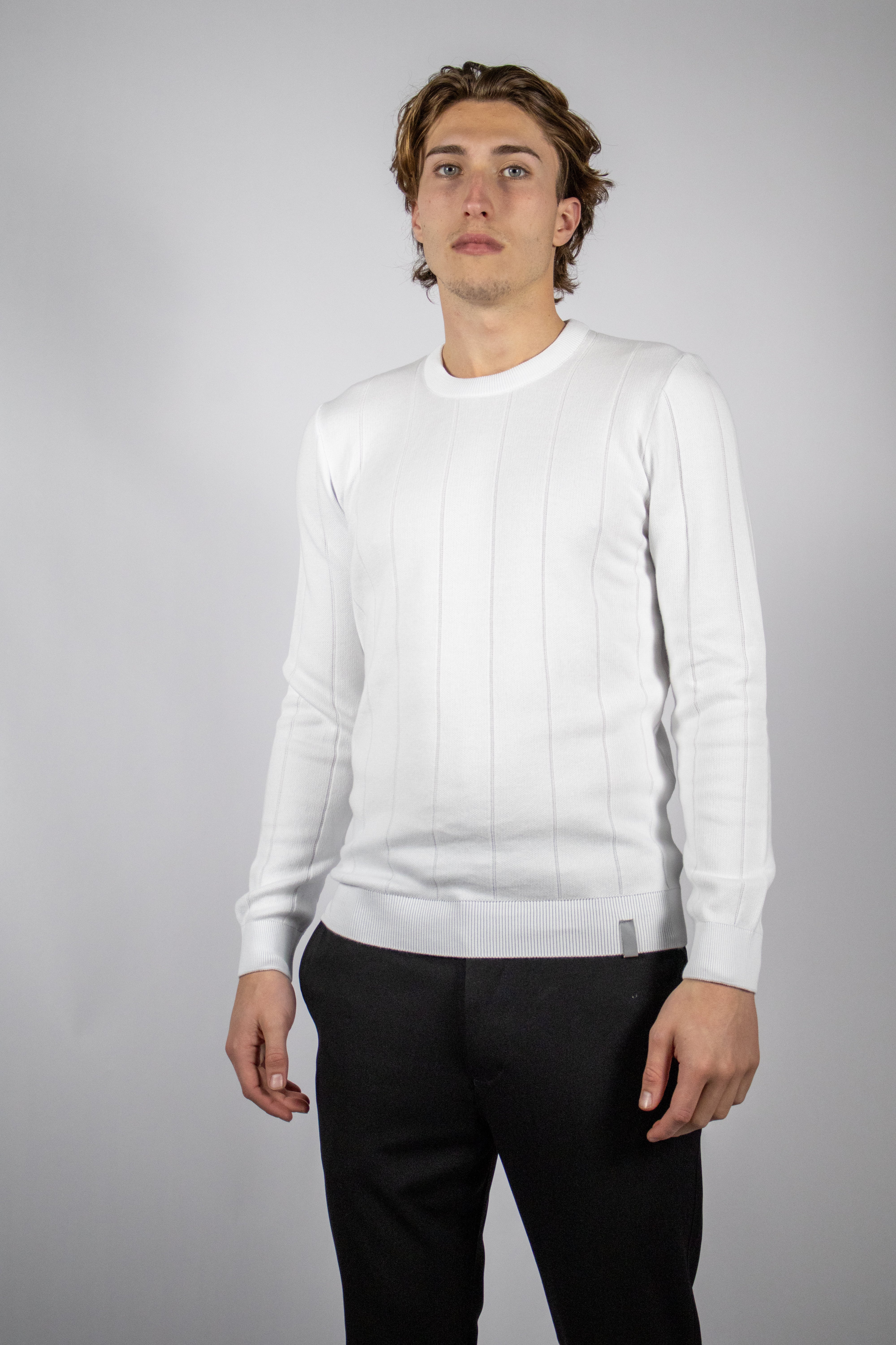 Heren Trui Gestreept Classic | Wit