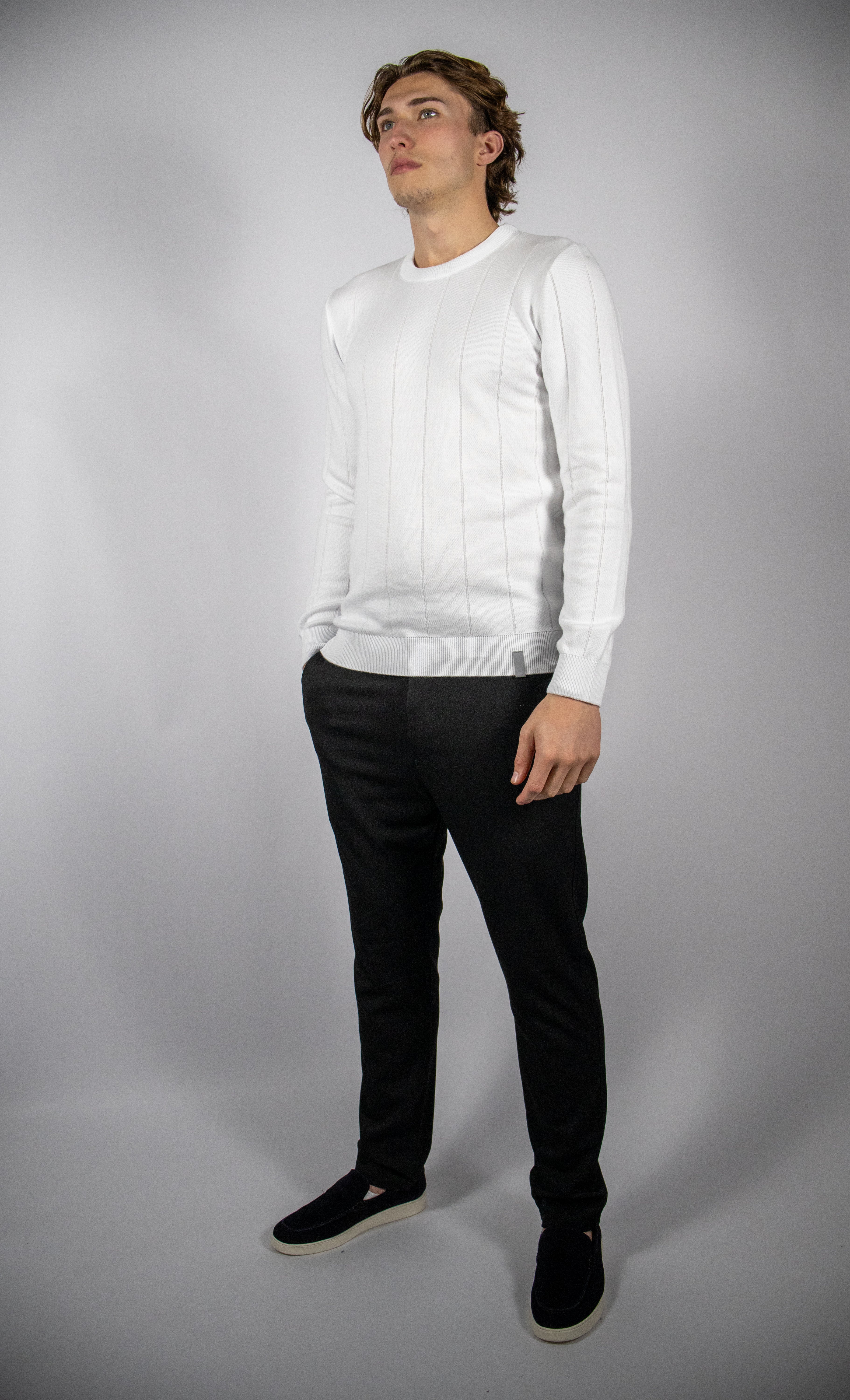 Heren Trui Gestreept Classic | Wit