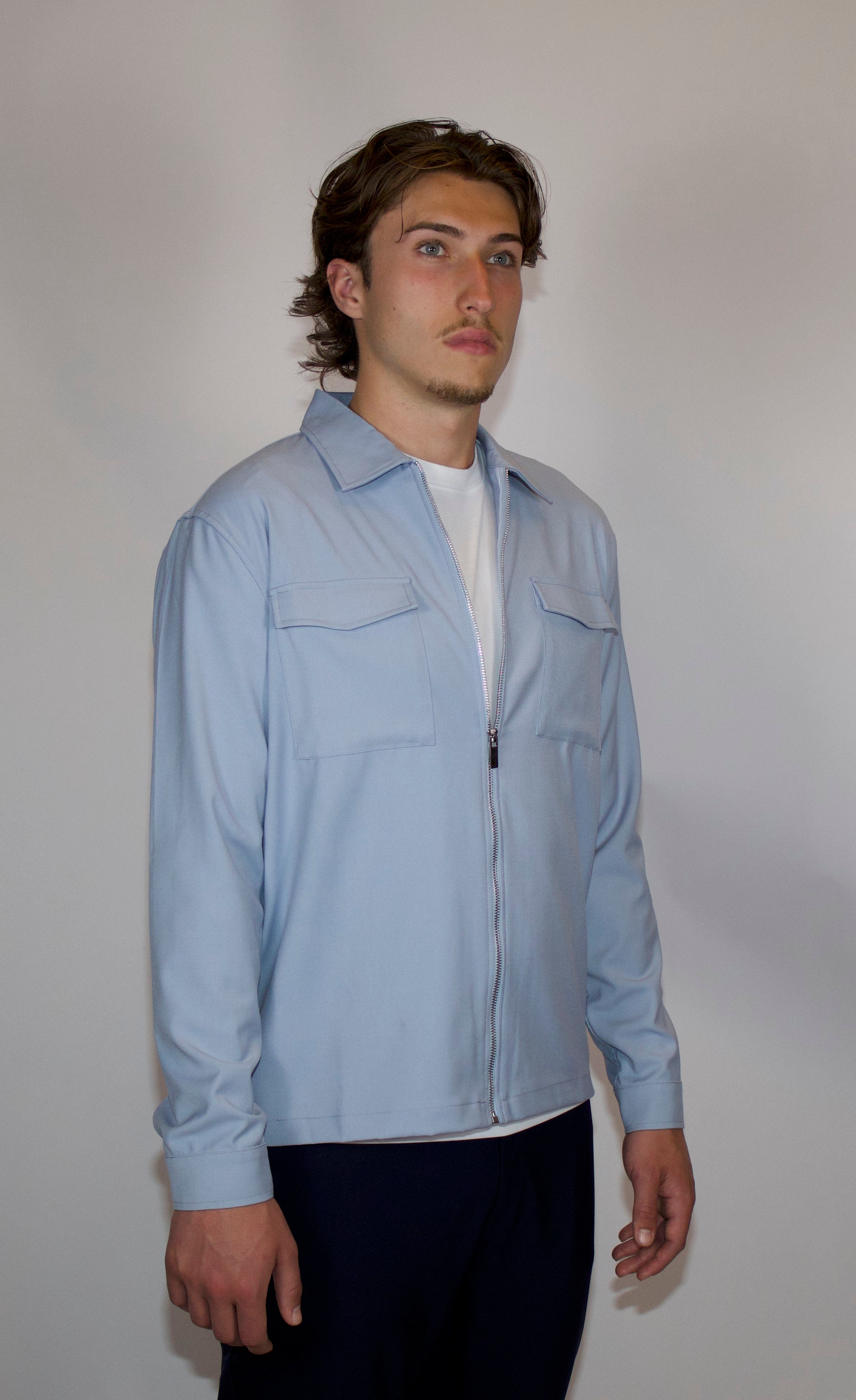 Tech Overshirt Met Ritssluiting | Lichtblauw