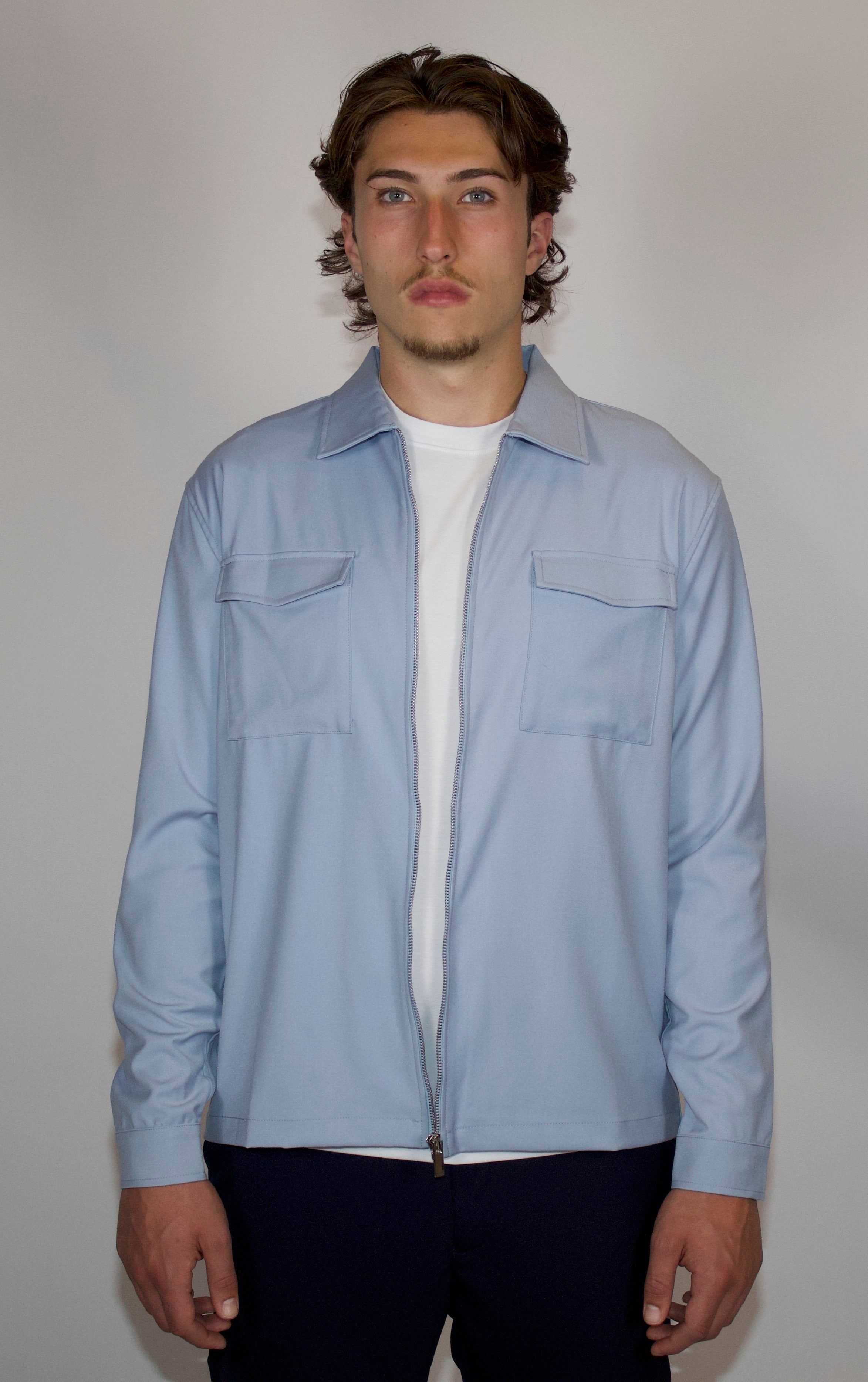 Tech Overshirt Met Ritssluiting | Lichtblauw