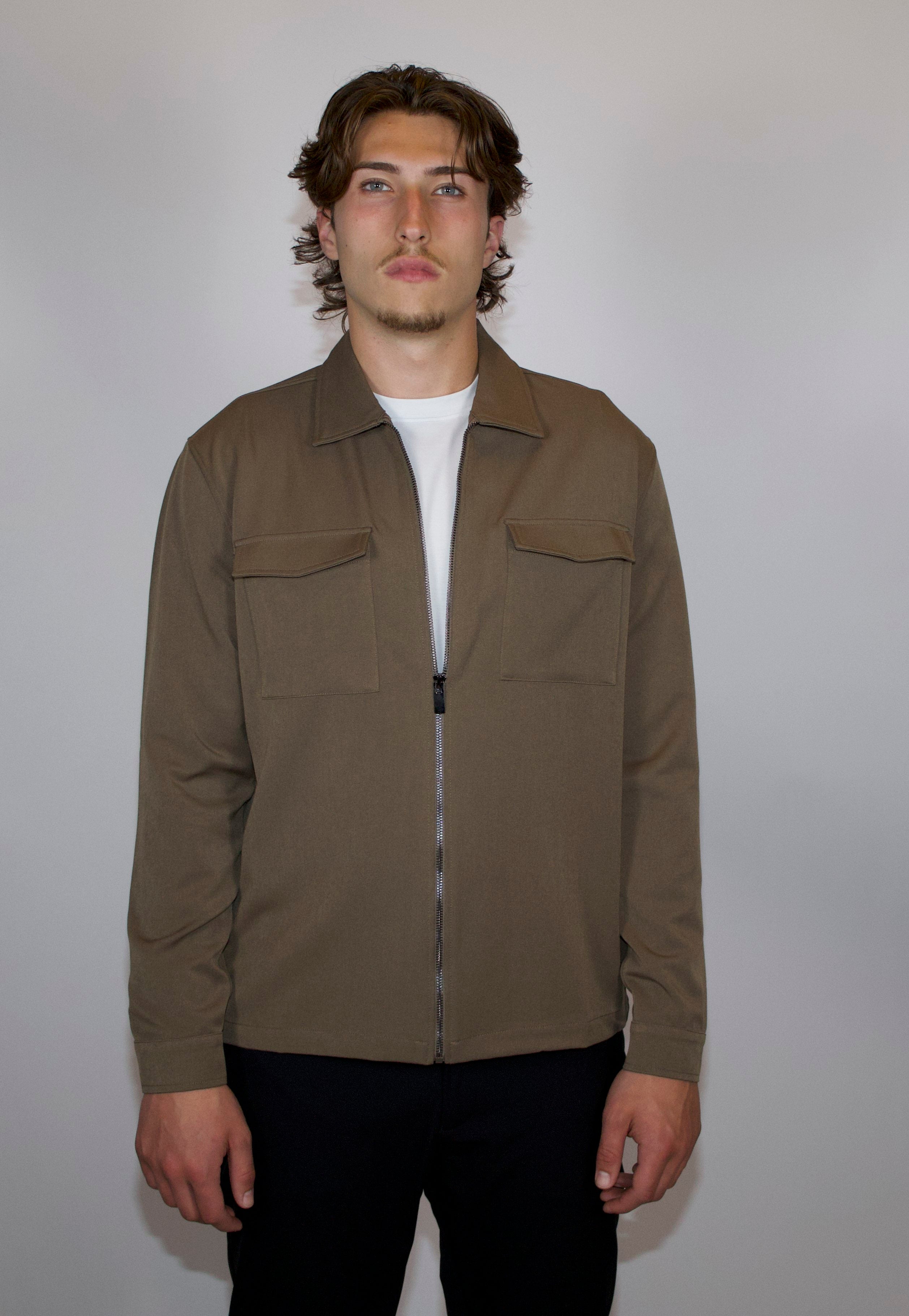 Tech Overshirt Met Ritssluiting | Taupe