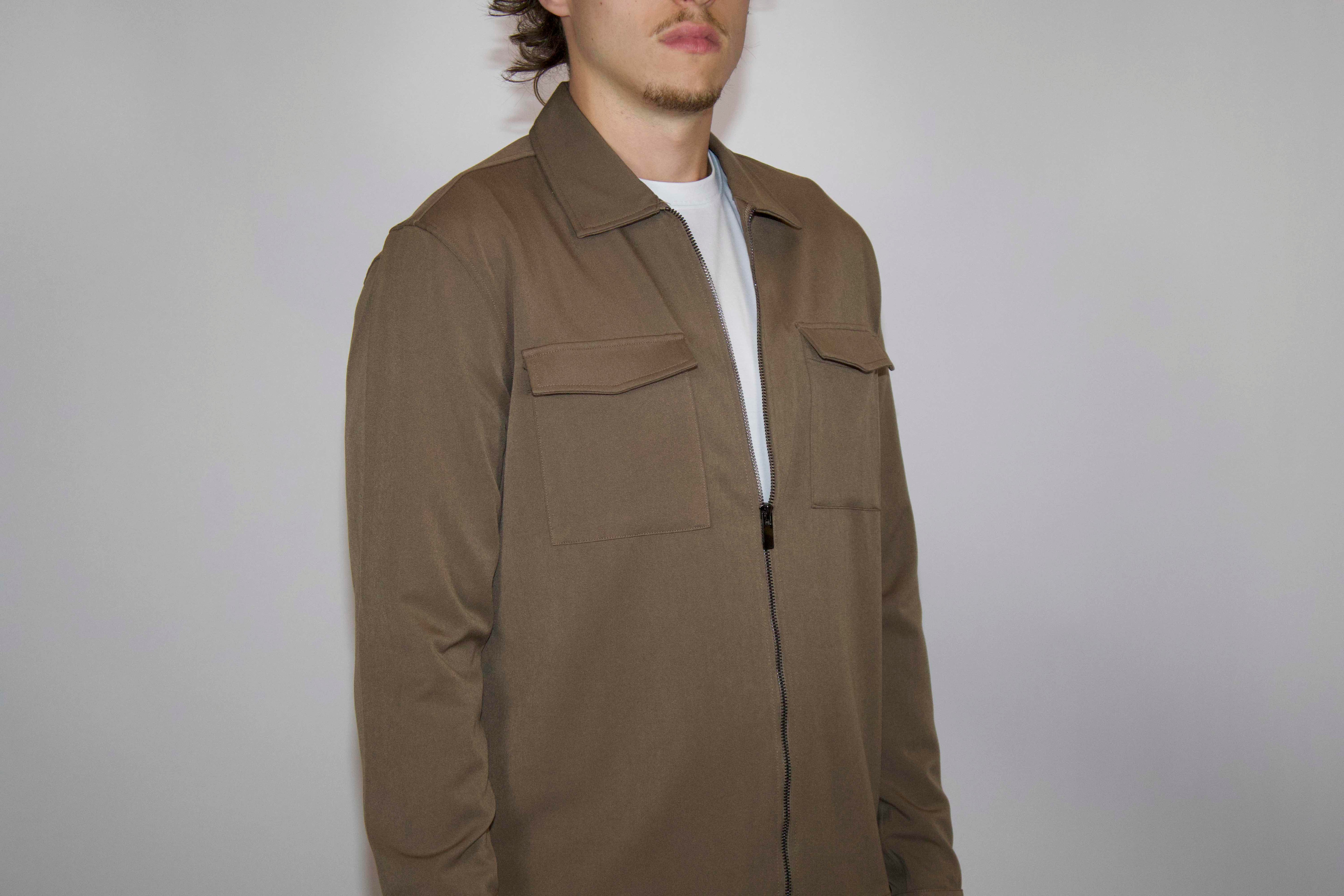 Tech Overshirt Met Ritssluiting | Taupe