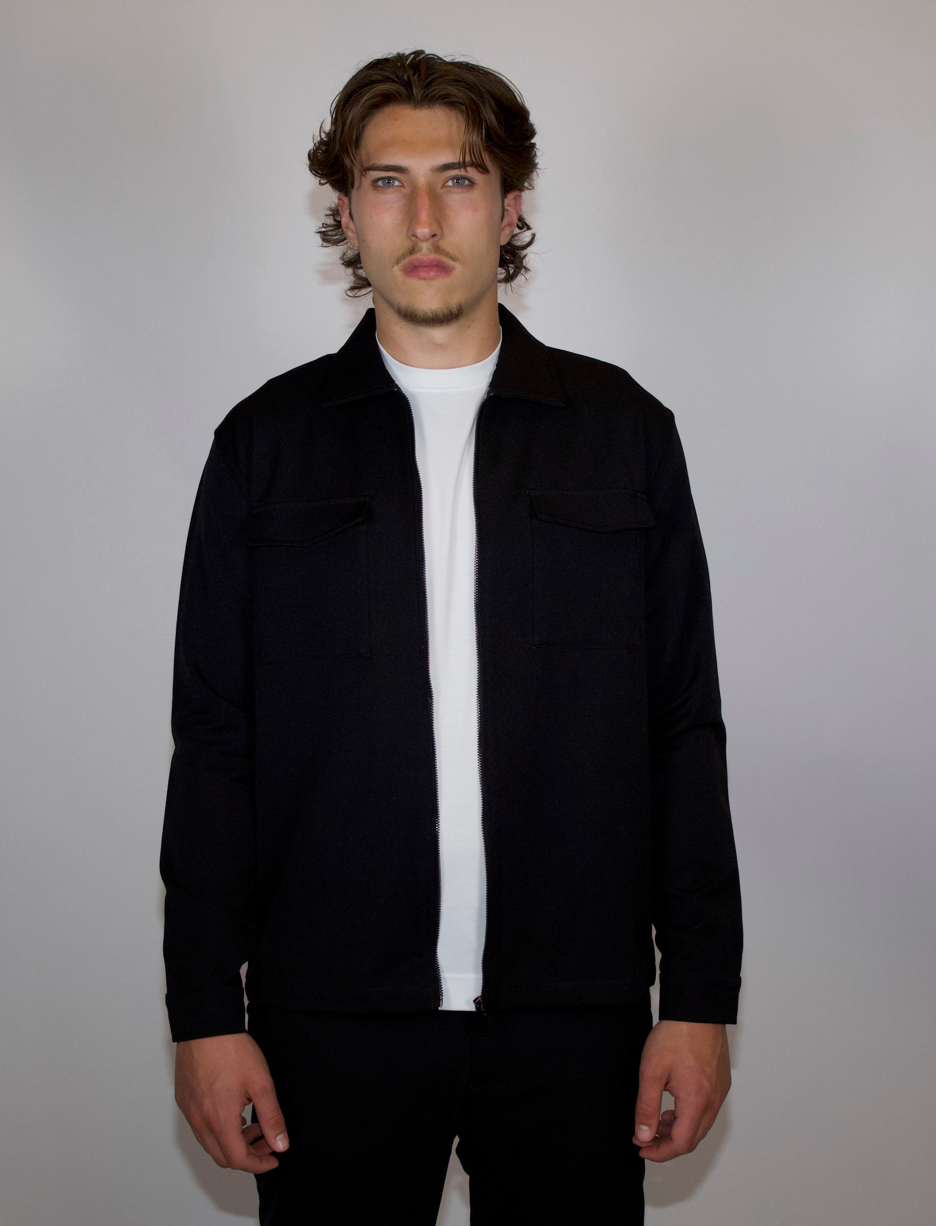 Tech Overshirt Met Ritssluiting | Zwart