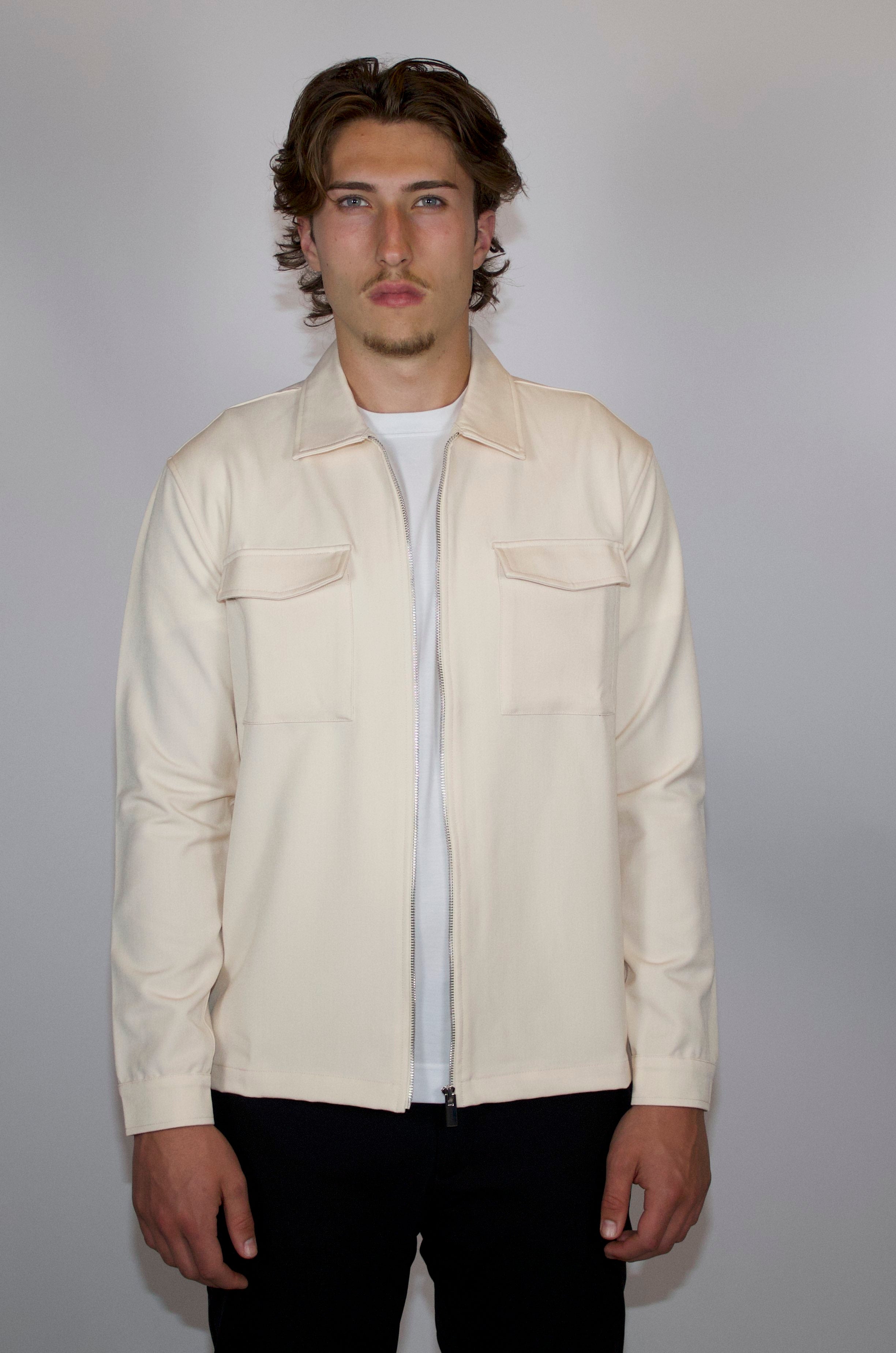 Tech Overshirt Met Ritssluiting | Beige