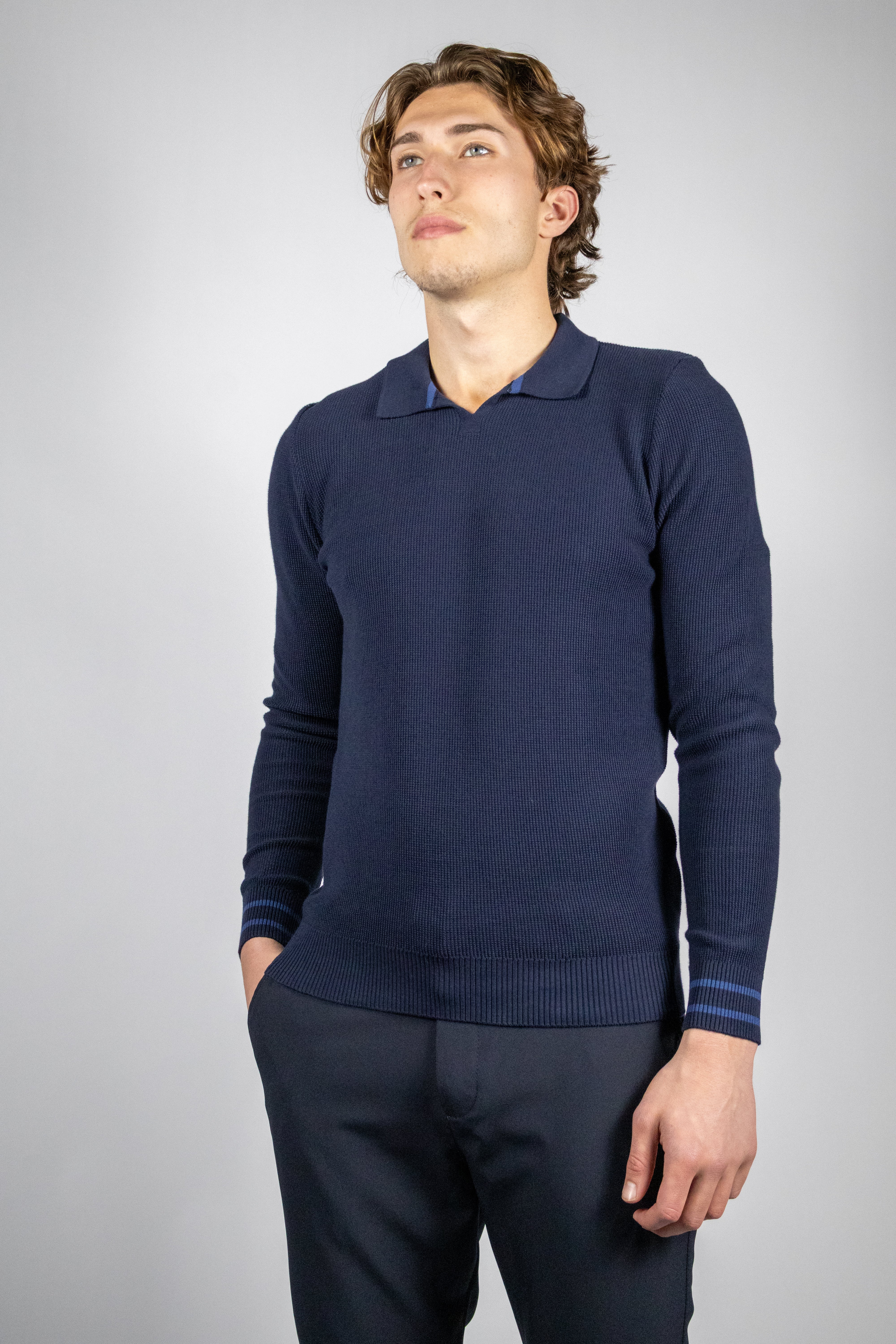 Heren Trui Buttonless Polo | Navy