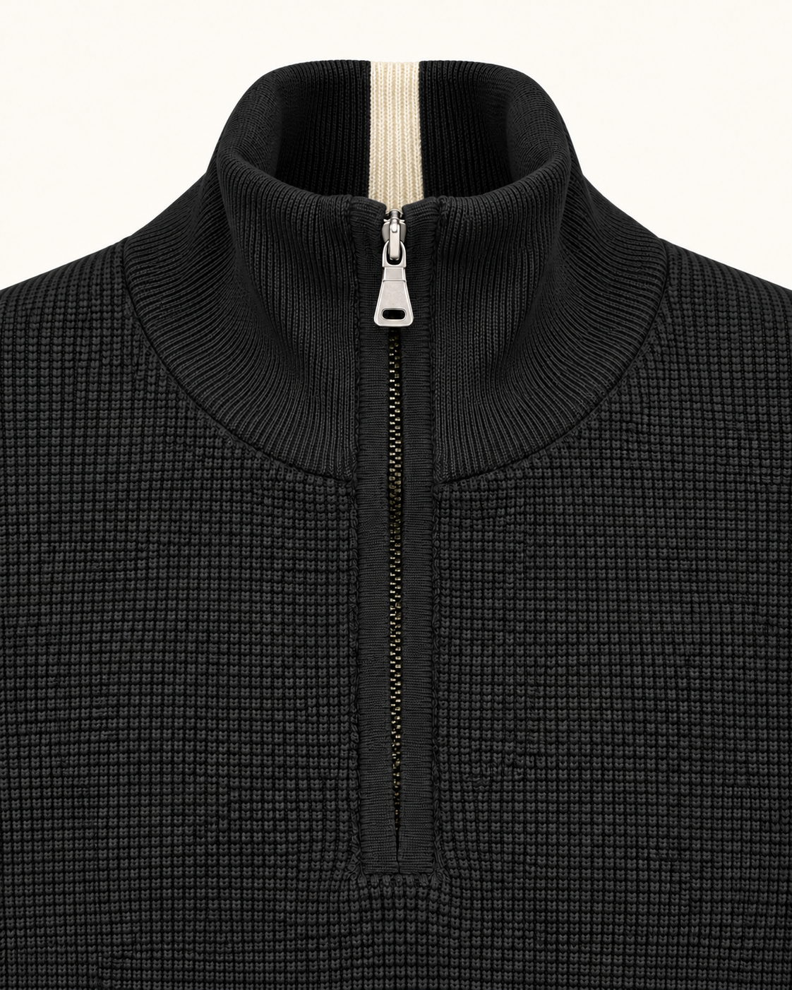Quarter-Zip Trui Zwart - Slim-Fit