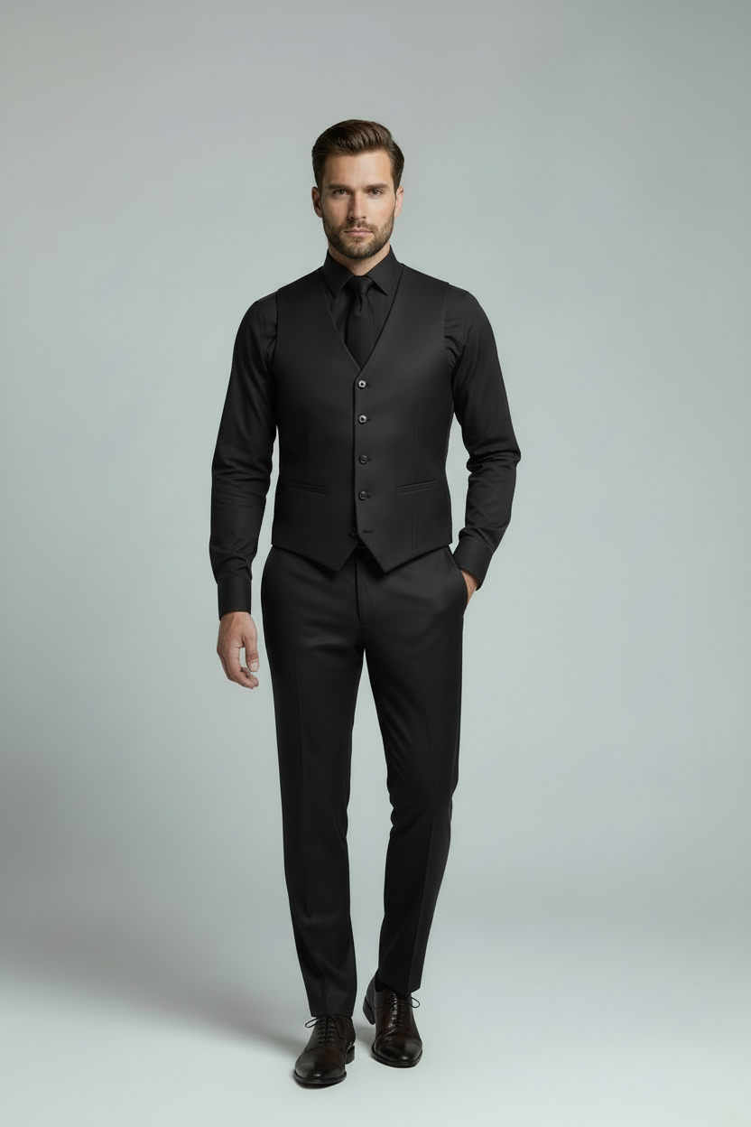 AVBA All-Black Waistcoat Look