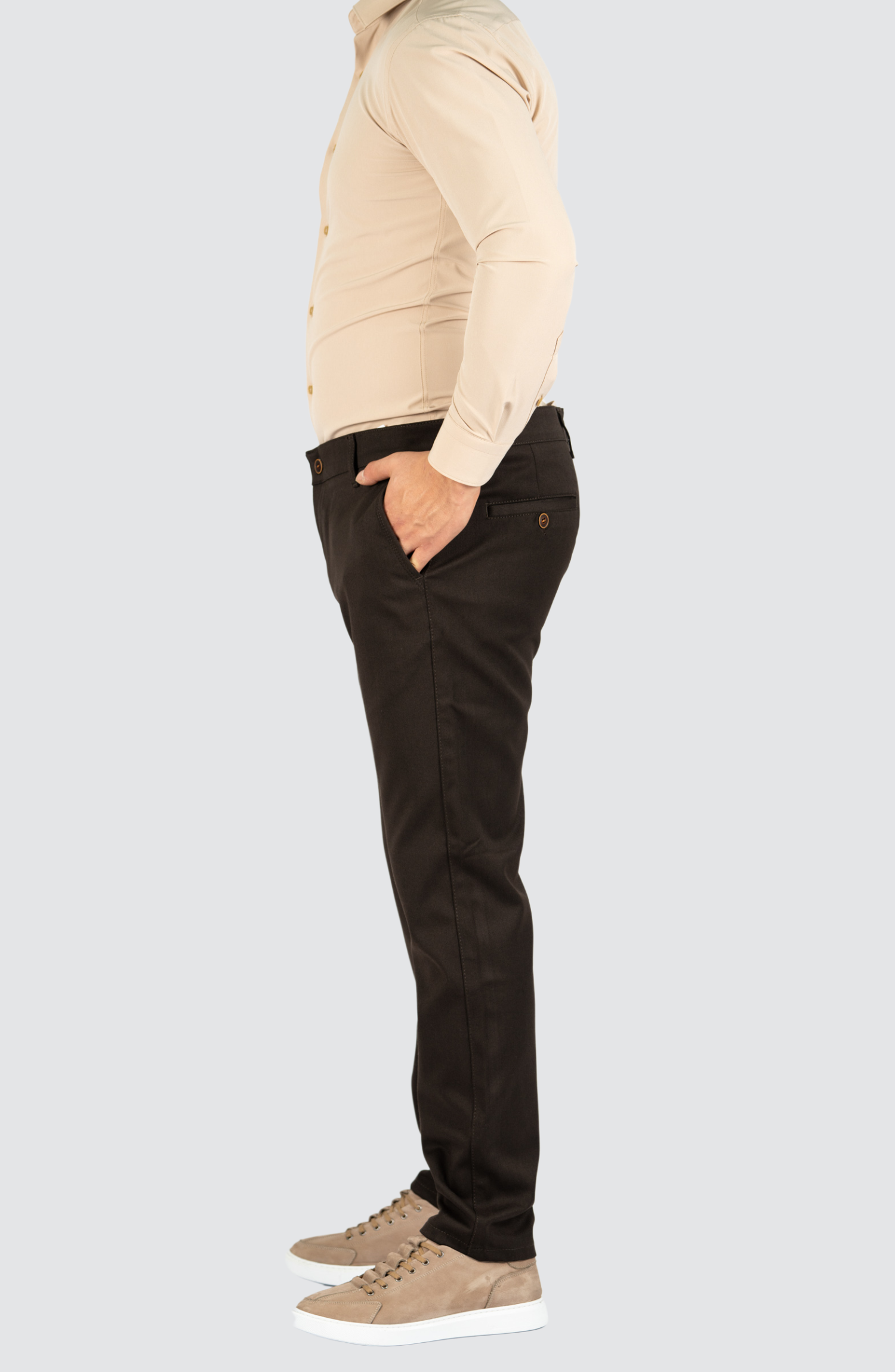 Kreukvrij Stretch Overhemd Slim-Fit | Beige