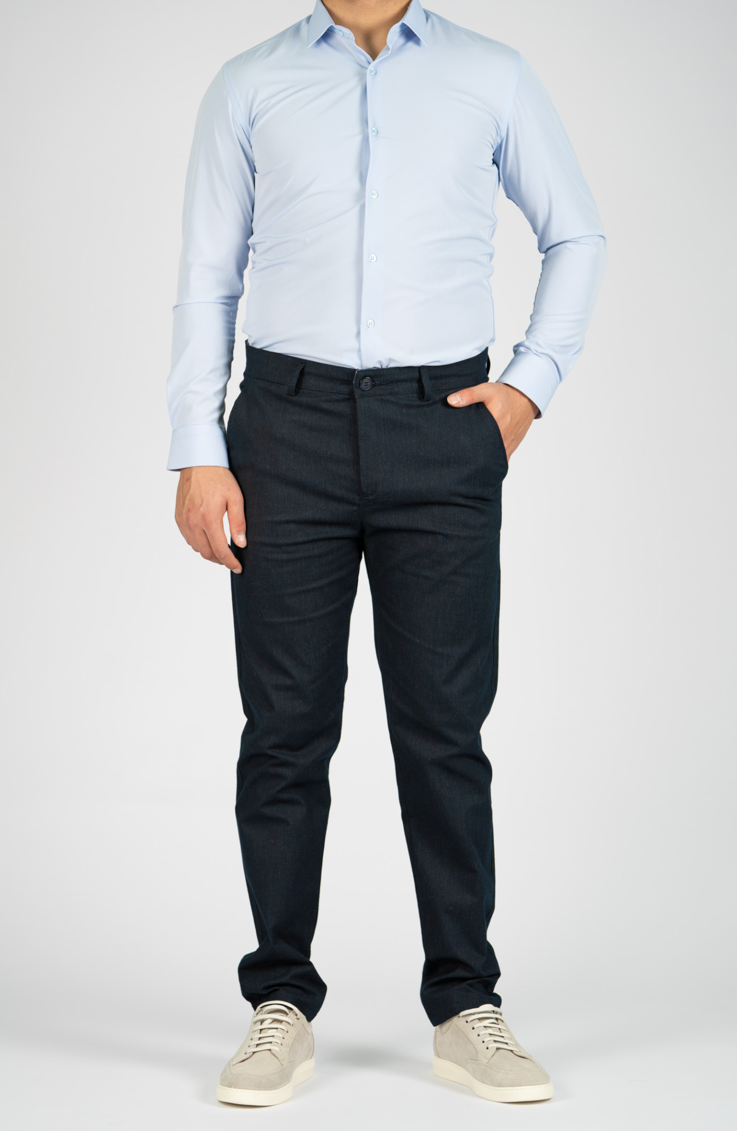 Kreukvrij Stretch Overhemd Lengte-Maat | Blauw