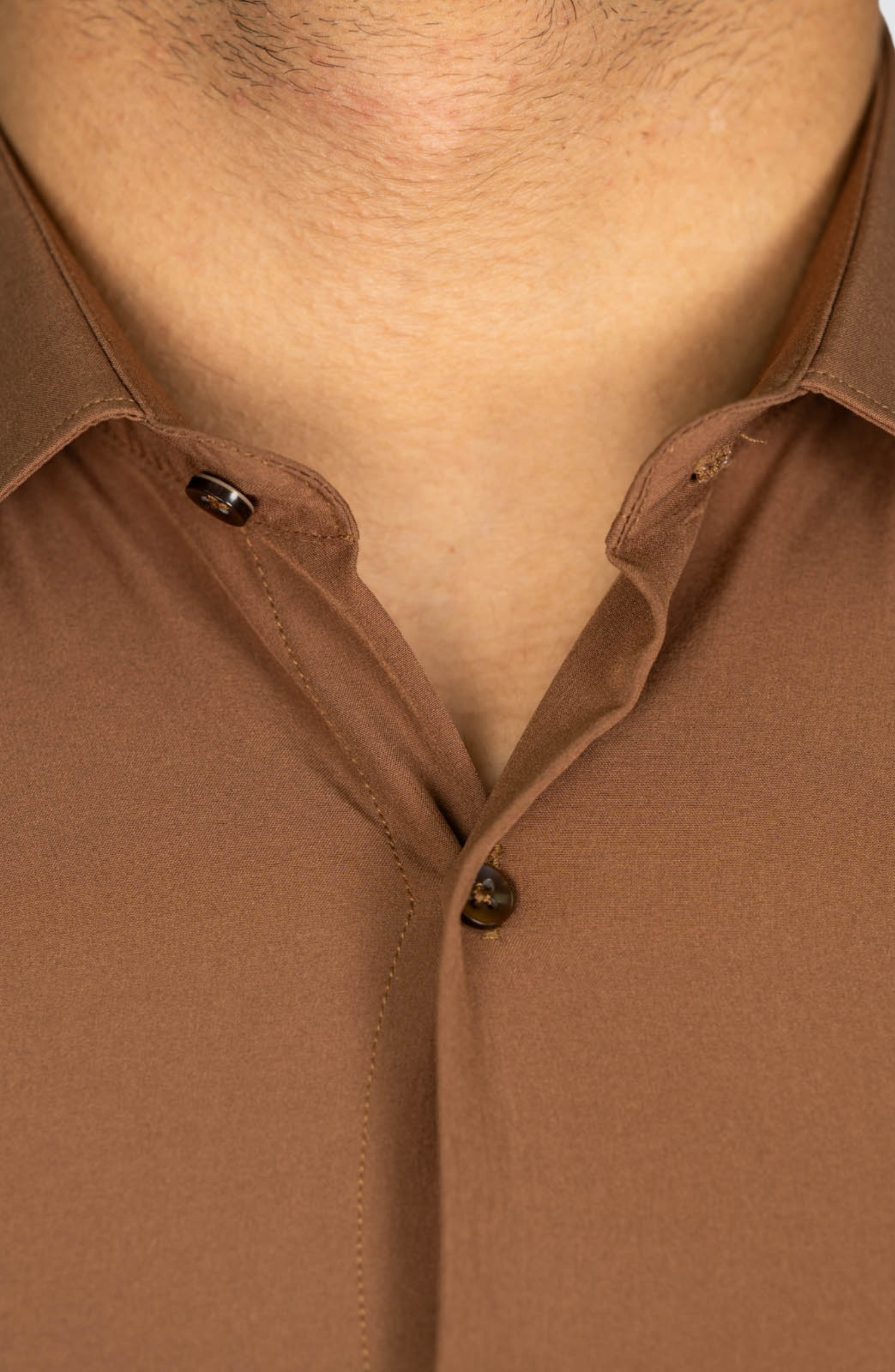 AVBA Regular-Fit Shirt Brown - Wrinkle-Free with Stretch for Optimal Comfort