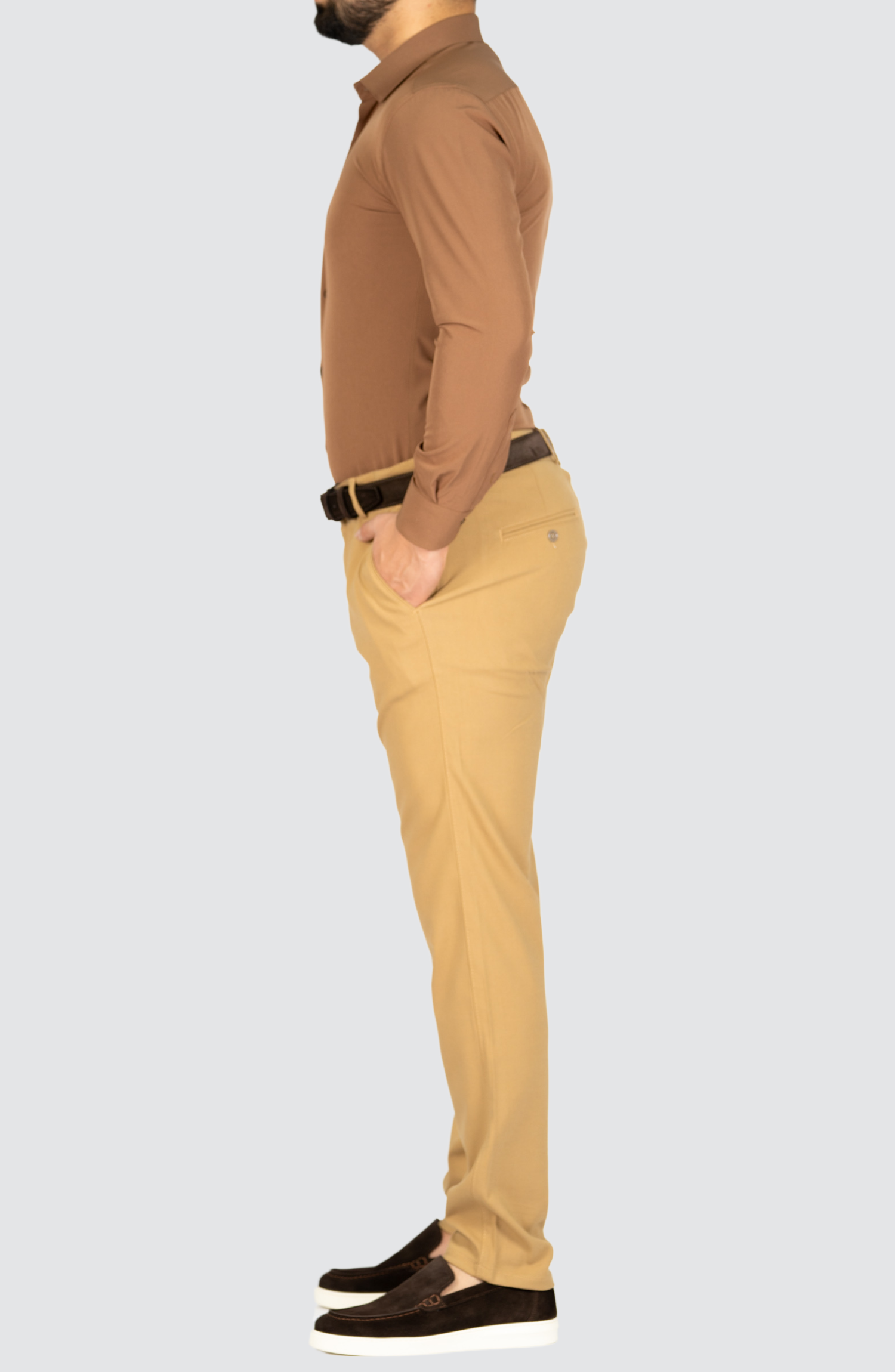 AVBA Regular-Fit Shirt Brown - Wrinkle-Free with Stretch for Optimal Comfort
