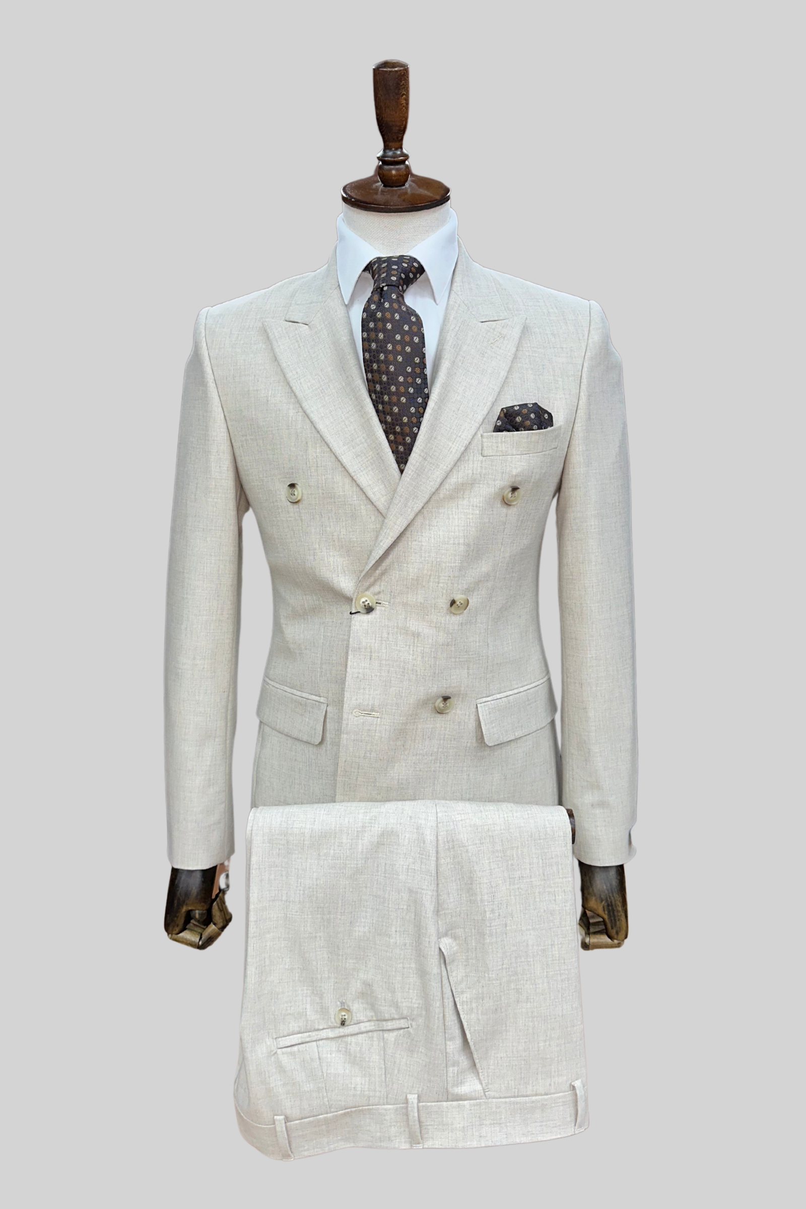 Crème Double Breasted Tailord Fit Pak