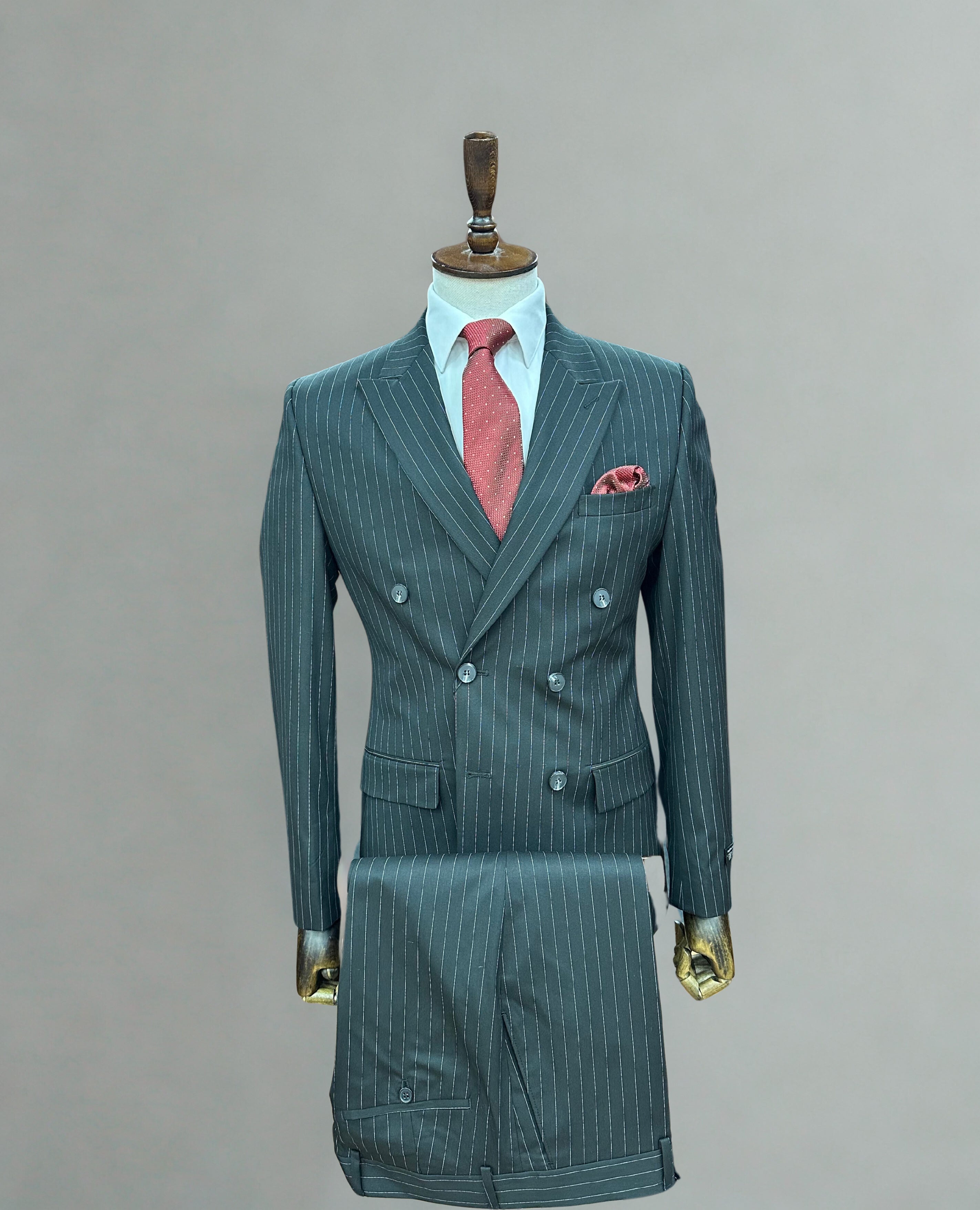 AVBA 3 Piece Suit | Brown Striped