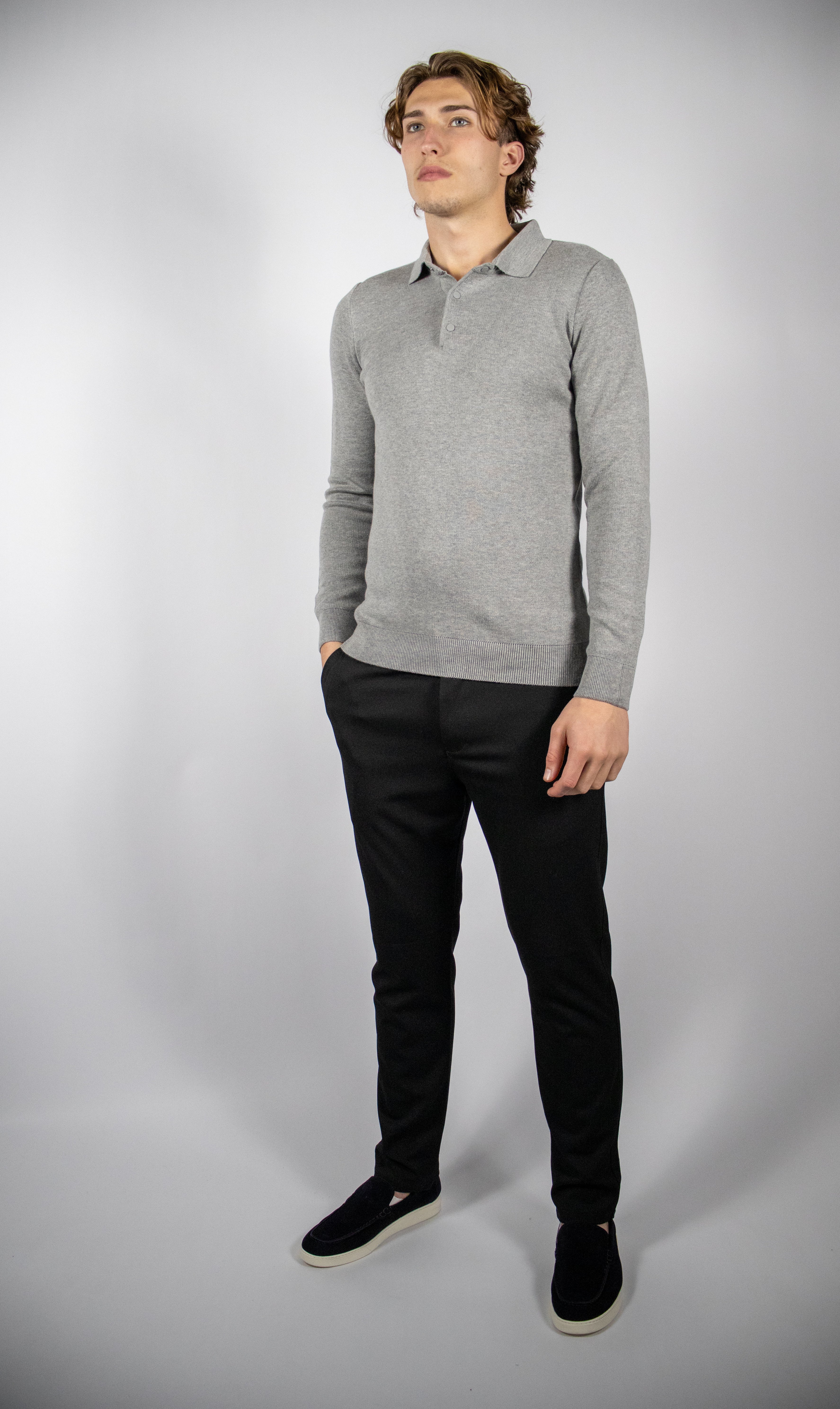 Heren Trui met Polo Kraag | Grijs