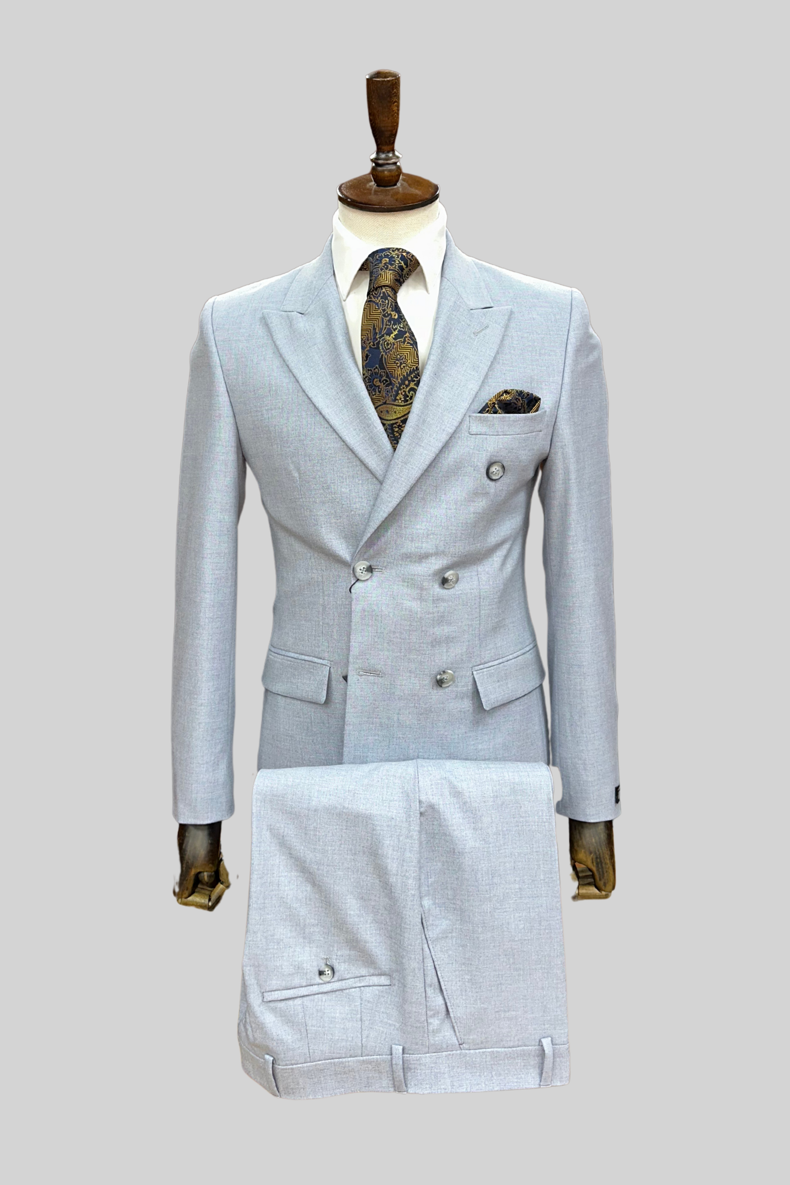 Ijs blauw Double Breasted Tailord Fit Pak