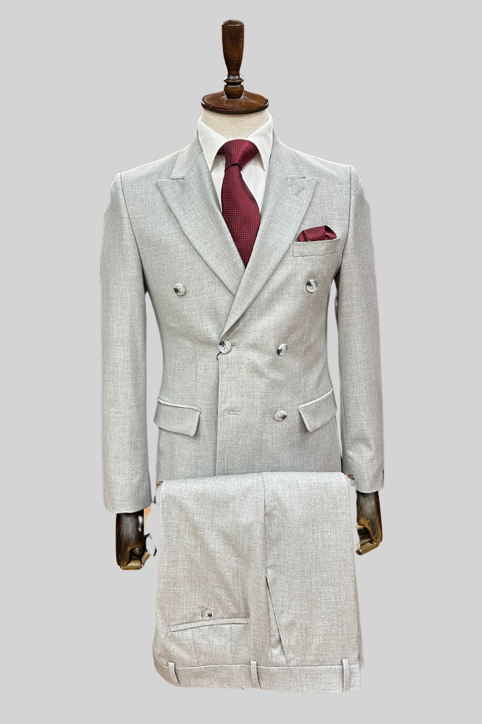 Grijs Double Breasted Tailord Fit Pak