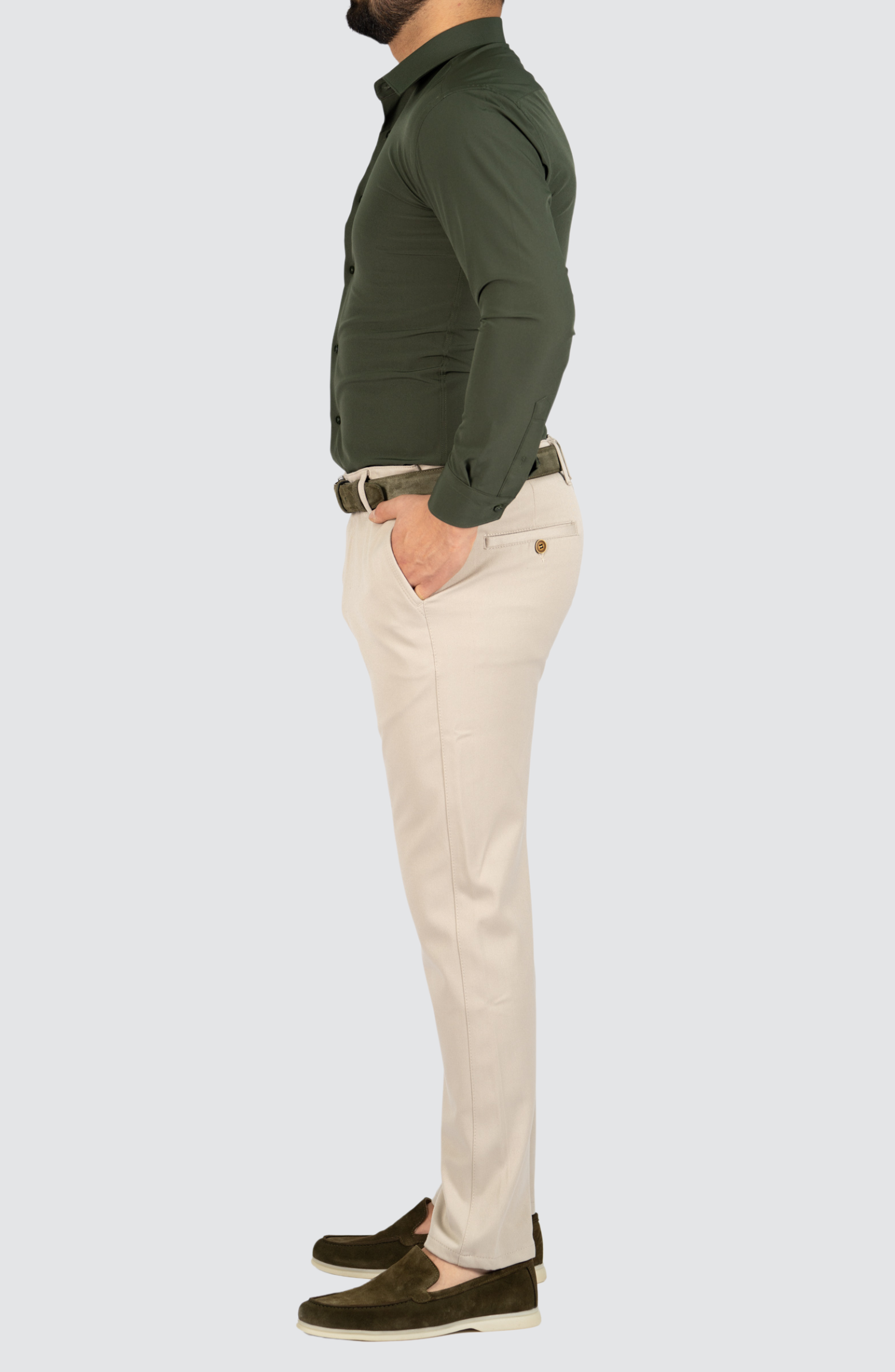 Kreukvrij Stretch Overhemd Slim-Fit | Groen