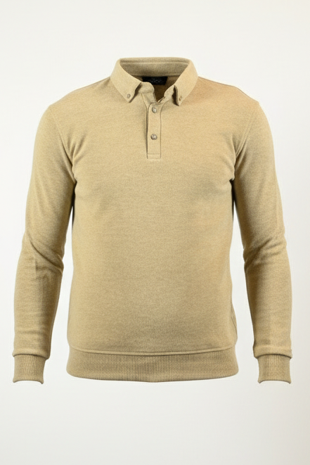 Heren Trui met Polo Kraag Beige Ghost Mannequin