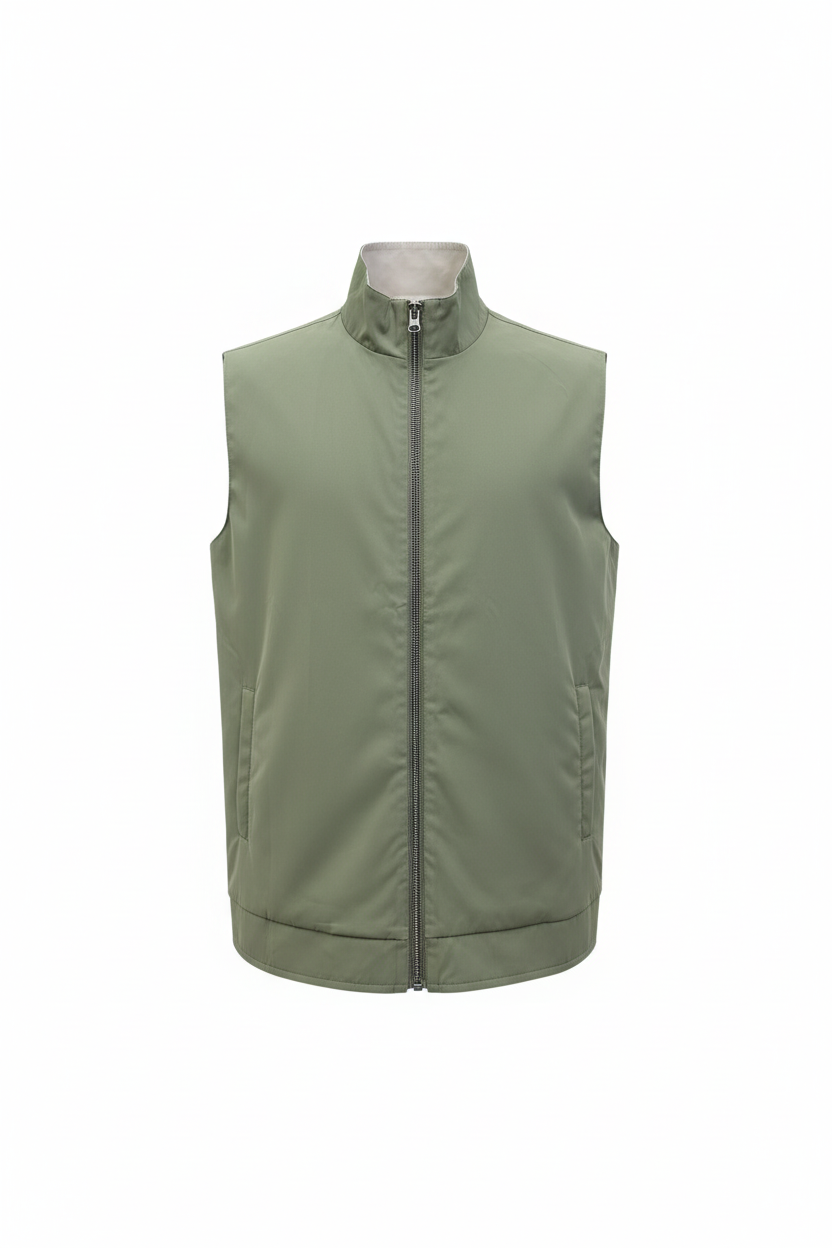Dubbelzijdige bodywarmer pastel groen ghost mannequin