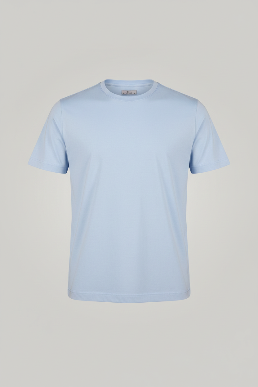 Lichtblauw Ronde Hals T-shirt Ghost Mannequin