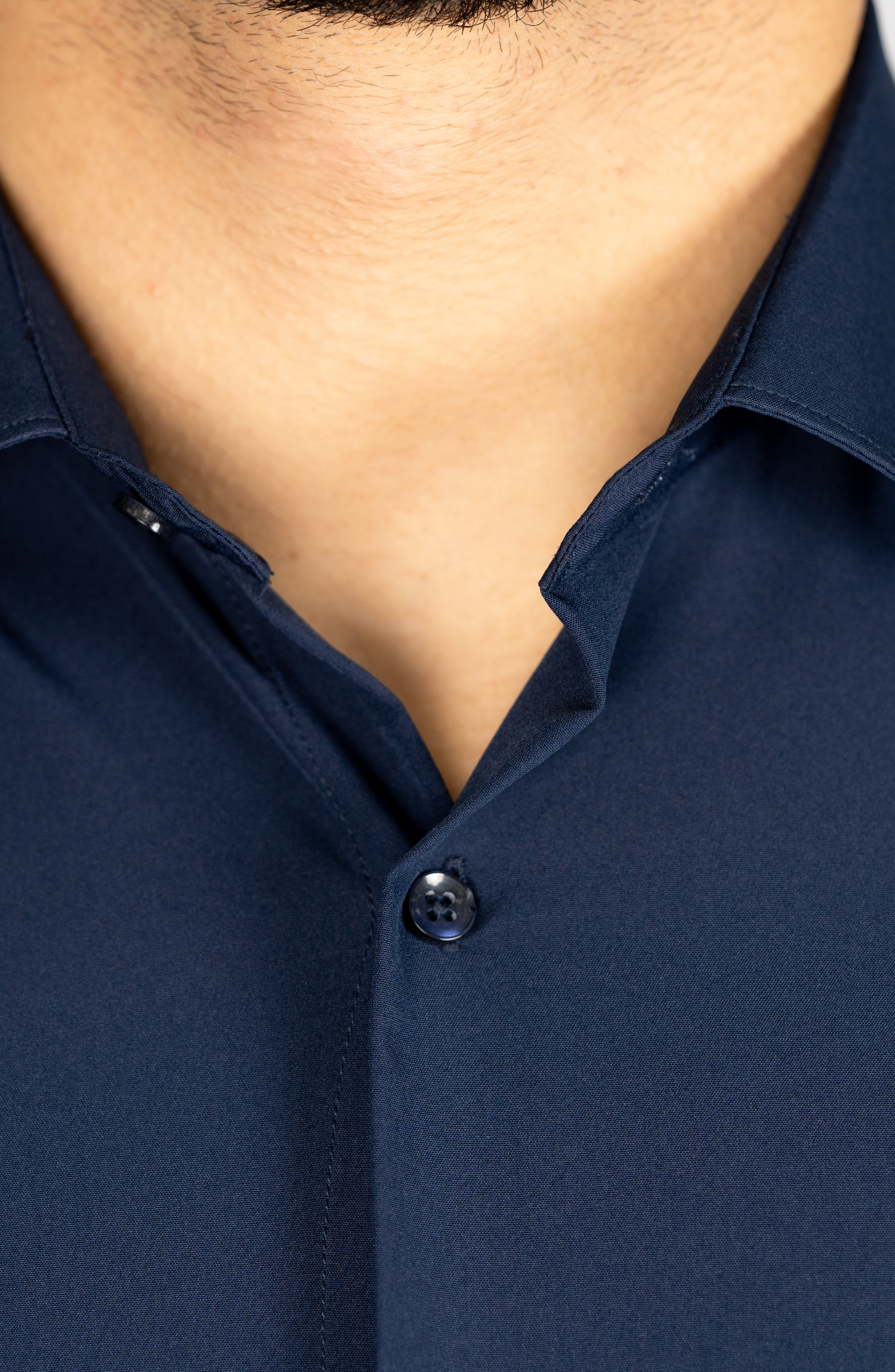 Kreukvrij Stretch Overhemd Slim-Fit | Navy