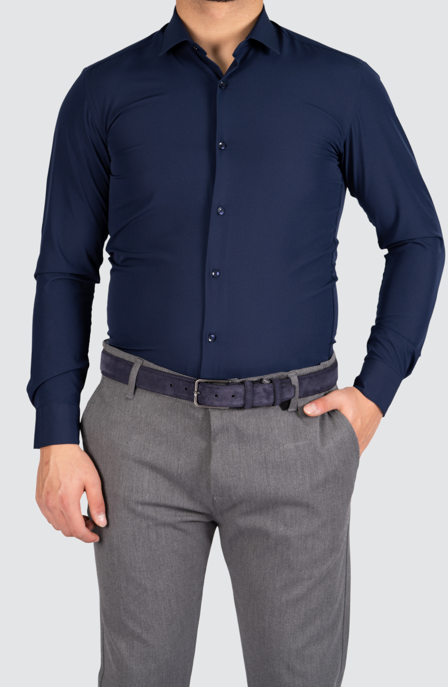 Kreukvrij Stretch Overhemd Regular-Fit | Navy