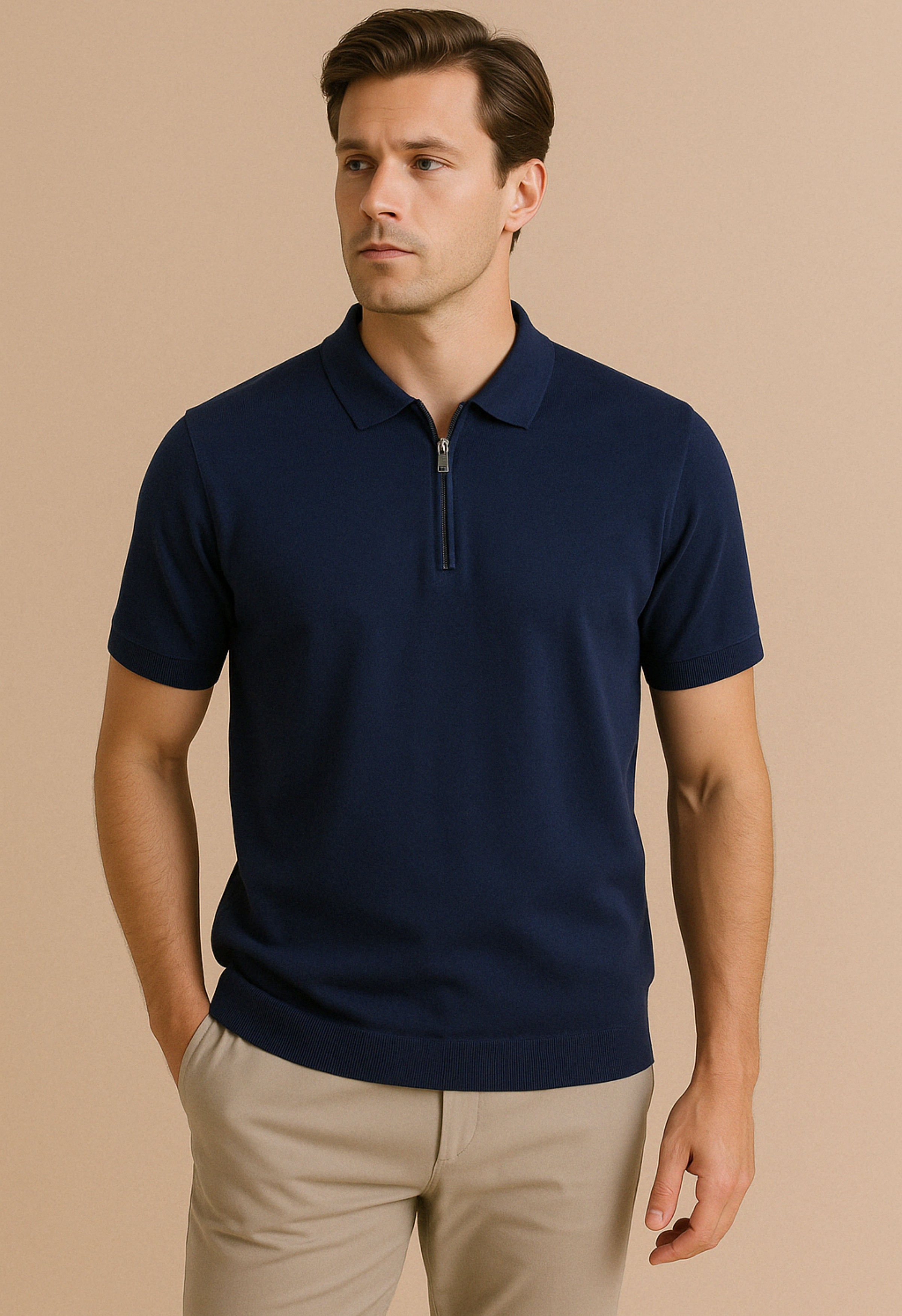 Heren Polo Zip | Navy
